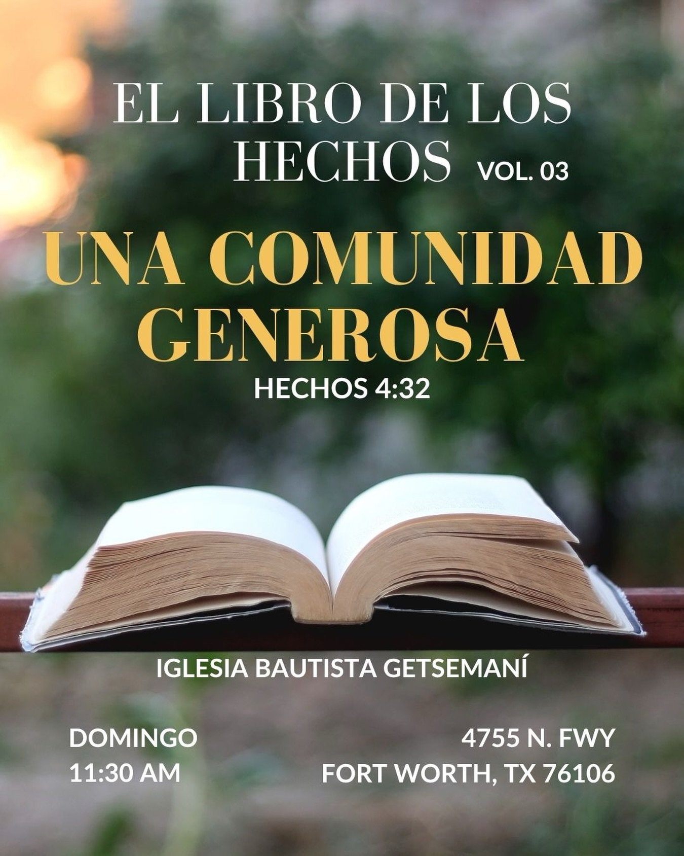 &Uacute;nete a nosotros este domingo mientras estudiamos Hechos 4:32