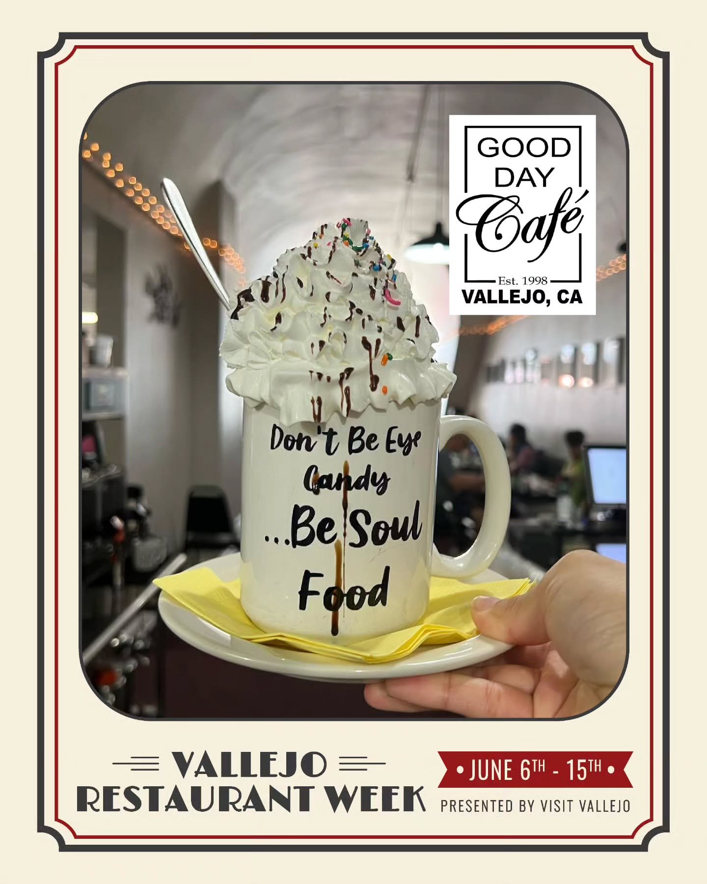 Start your day right at Good Day Cafe, serving hearty breakfasts and lunches with a smile. Known for their cozy atmosphere and generous portions. Enjoy the outdoor seating as we head into warmer weather.

📍 314 Georgia St

🍽️ Restaurant Week Specia