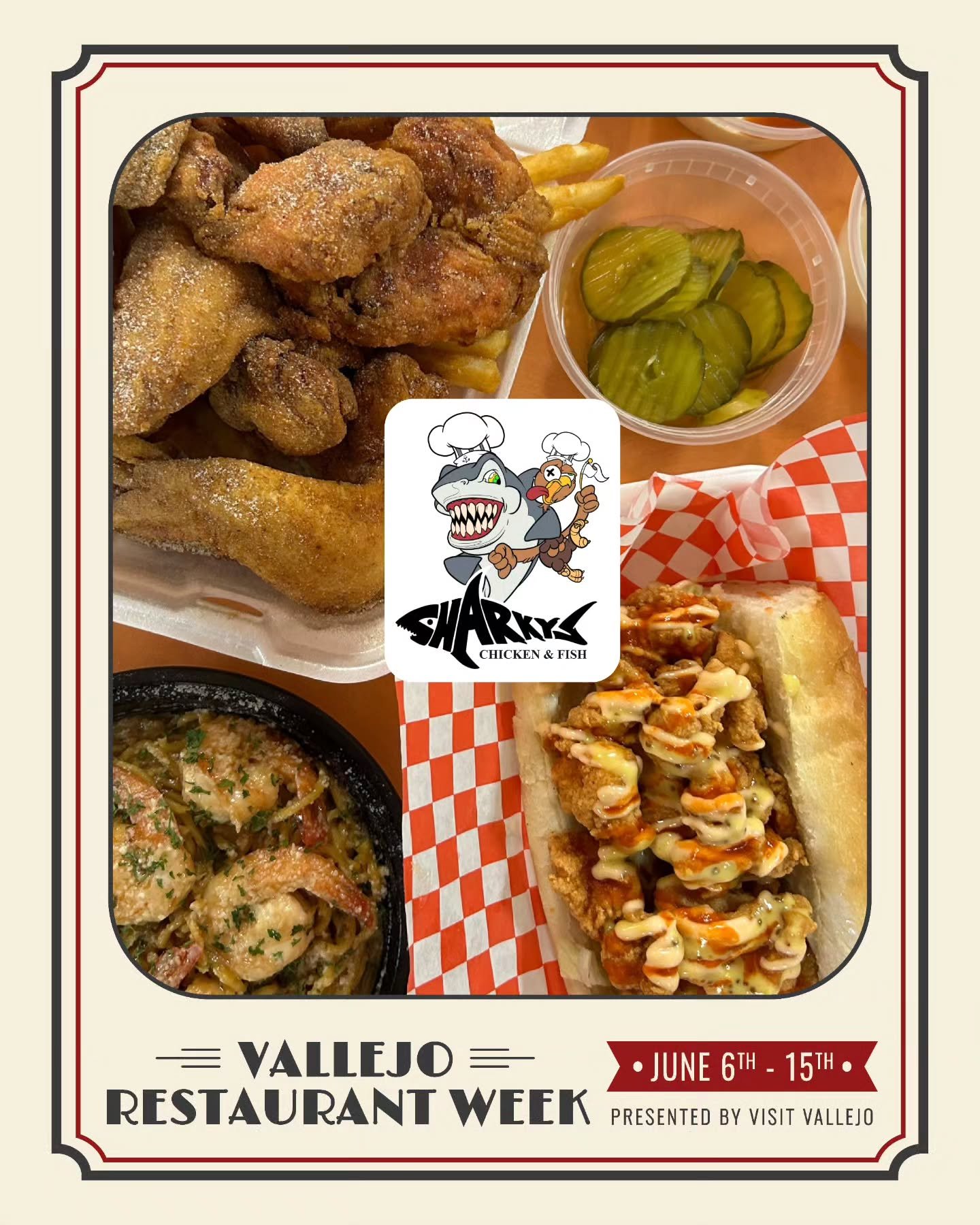 Craving crispy? Sharky&rsquo;s serves up golden-fried chicken and fish that's seasoned to perfection. It's comfort food that hits the spot every time.

📍 3730 Sonoma Blvd

🍽️ Restaurant Week Special: Enjoy a two way combo with freshly squeezed lemo