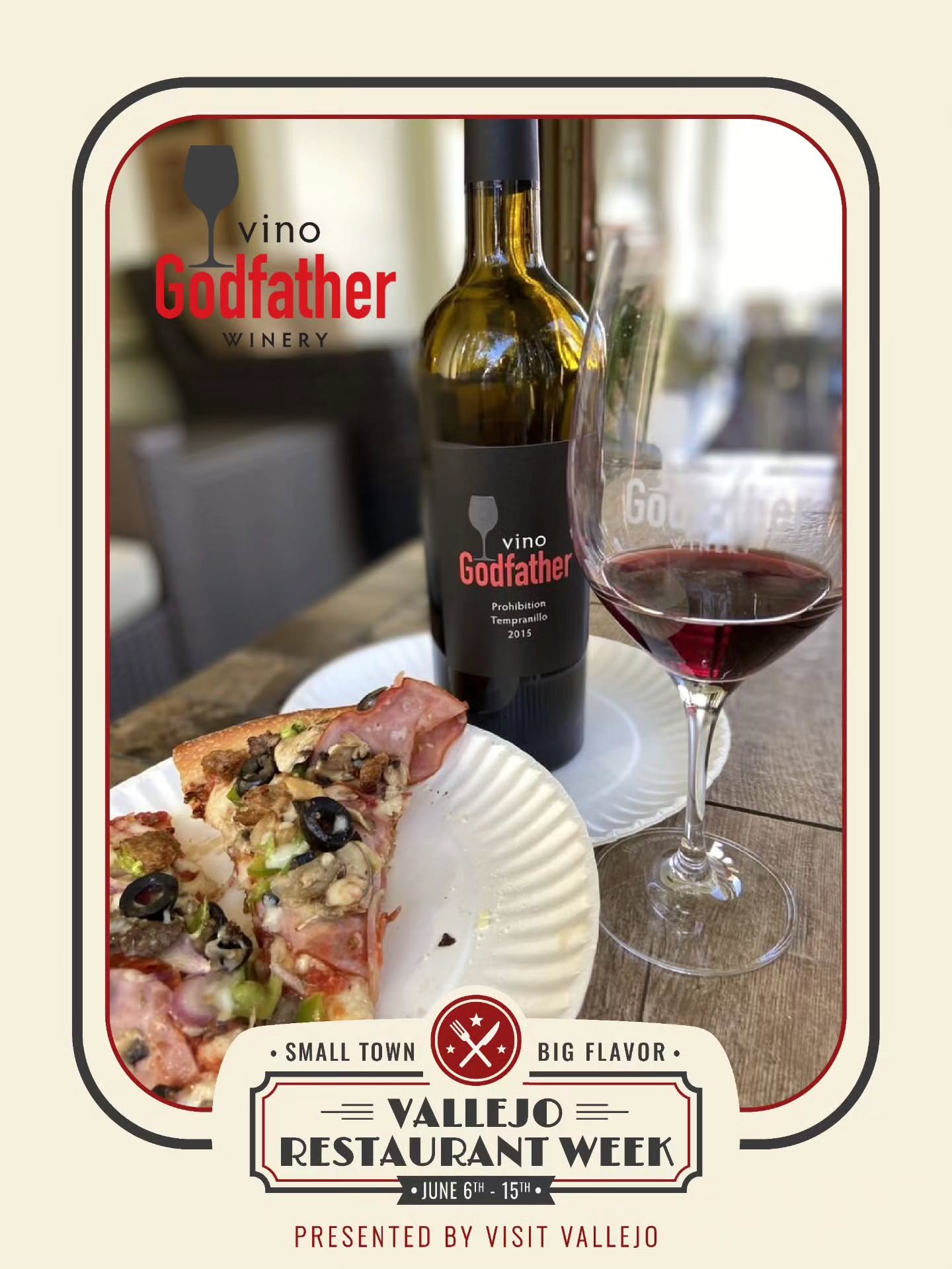 Sip into history at @vinogodfather Winery, nestled in a beautifully restored 1900s mansion on Mare Island. Enjoy prohibition-inspired wines in a setting that exudes charm and elegance.

📍 1005 Walnut Ave

🍽️ Restaurant Week Special: Enjoy a generou