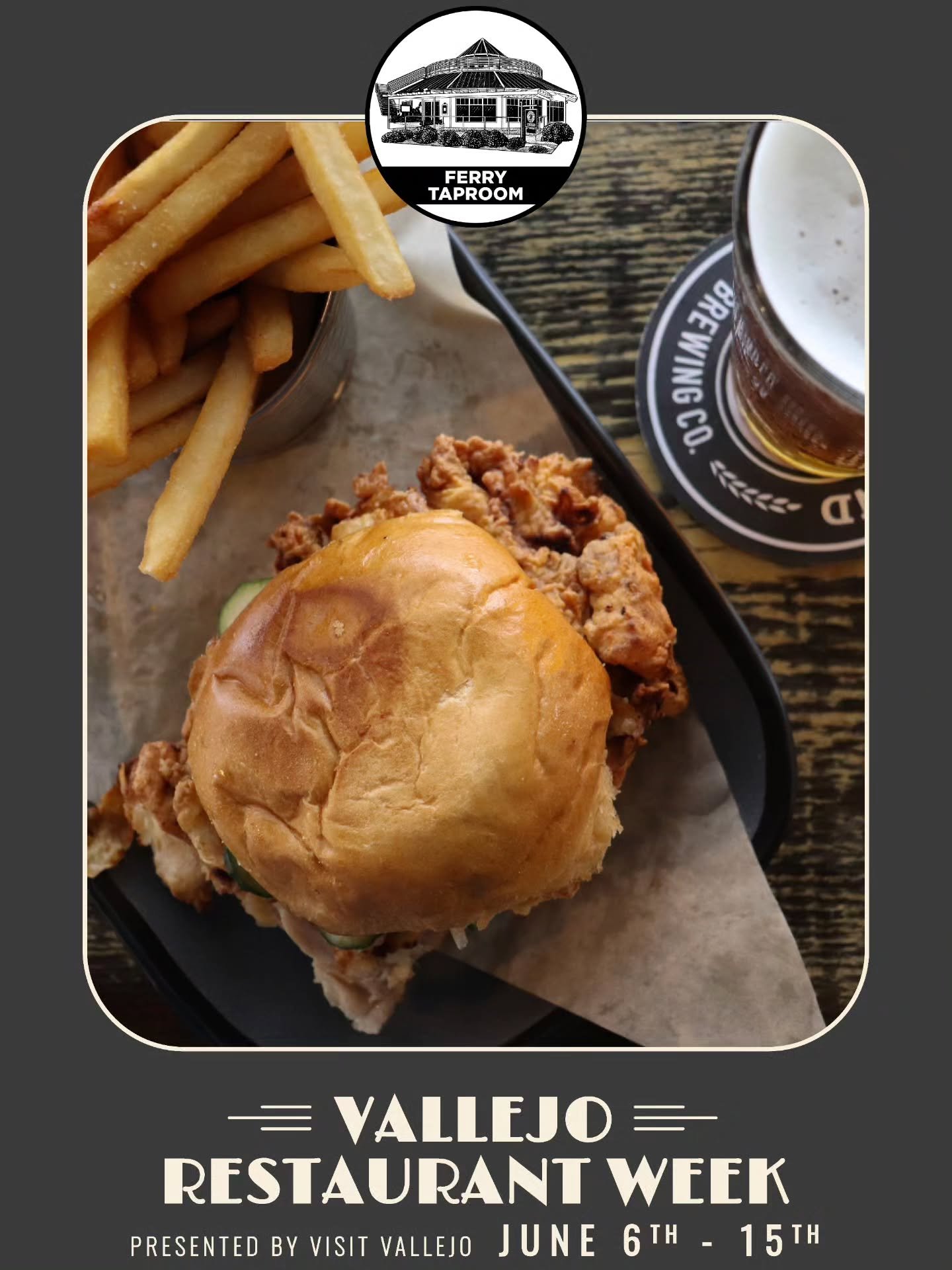 Enjoy craft beers with waterfront views at Mare Island Brewing's Ferry Taproom. A perfect spot to relax and savor unique brews.

📍 289 Mare Island Way (right next to the ferry)

🍽️ Restaurant Week Special: Limited Release Beer on Tap &ndash; Mentio