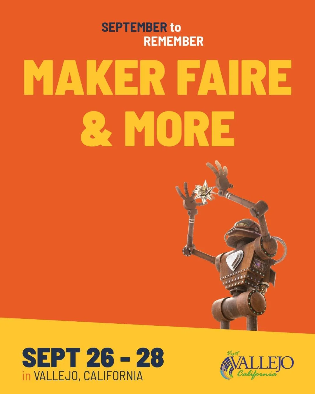 Robots, rockets, and recycled art. It's Maker Faire weekend in Vallejo!
⁠
The Bay Area&rsquo;s legendary celebration of innovation, creativity, and hands-on fun lands on Mare Island Sept 26&ndash;28. And that&rsquo;s just the beginning.⁠

Live music,
