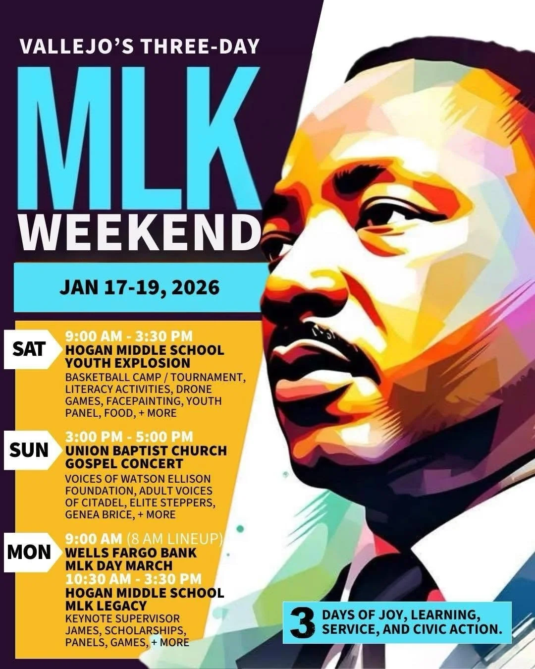 What&rsquo;s going on this MLK weekend to celebrate honor  the legacy of Dr. Martin Luther King Jr.

Head over to VisitVallejo.com/events for a full list of Black History Month celebrations coming in February.