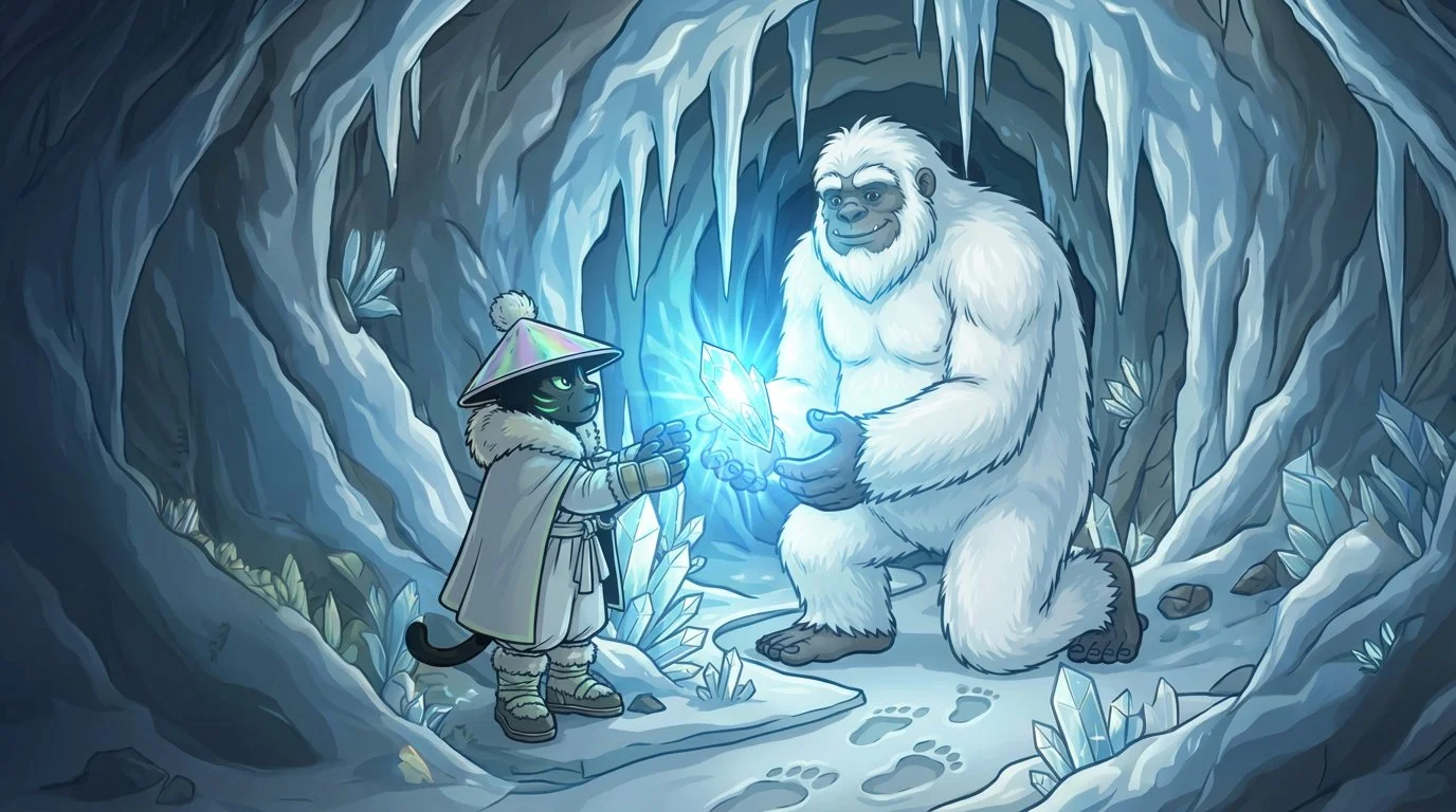 big_furry_yeti_handing_a_smaller_glowing_crystal_to_bushi_hat_character_same_background_jf3o0k2xa0070ujzczue_1 1.jpg