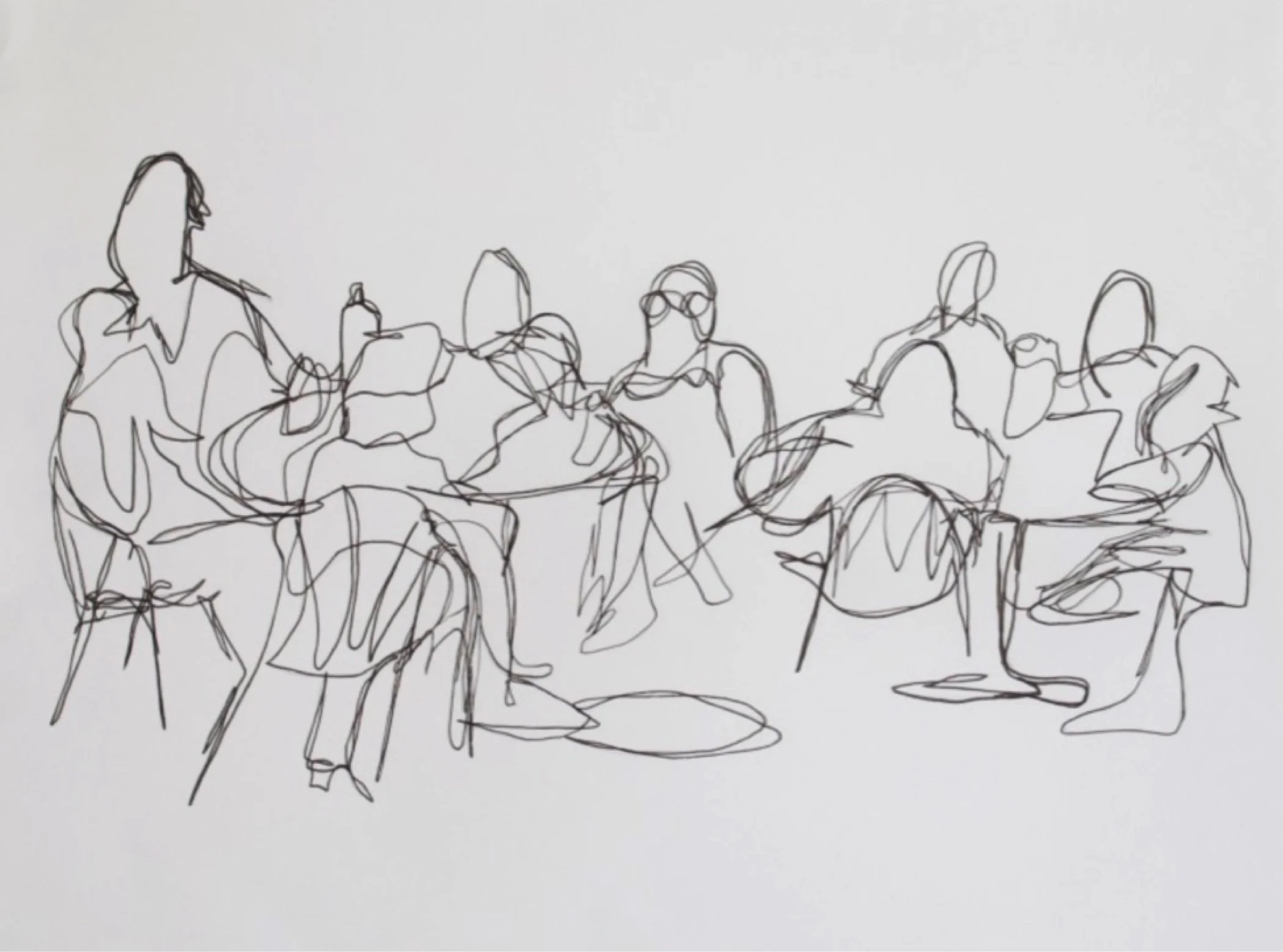 "Lunch Break" by Jasmine Chock, Ink on Paper, Artwork size 9 x 12, Framed 12 x 16 ($50)