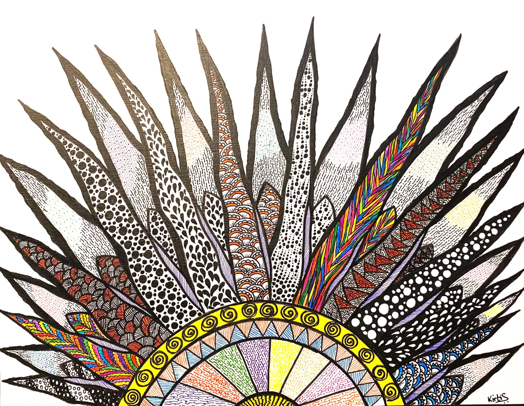 "Sun" by Kirti Sinha, Acrylic + Pen on Paper, 11 x 14, $145 (unframed)