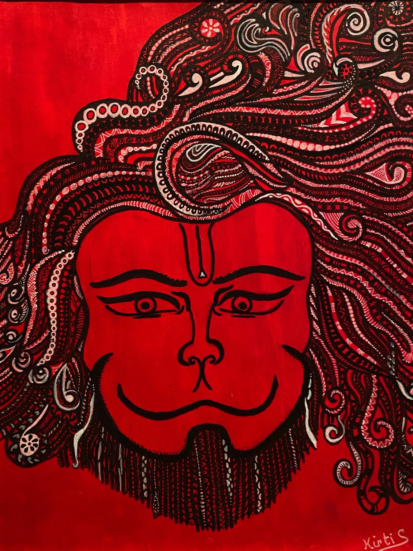 "Rudra" by Kirti Sinha, Acrylic + Pen on Paper, 11 x 14, $150 (Unframed)