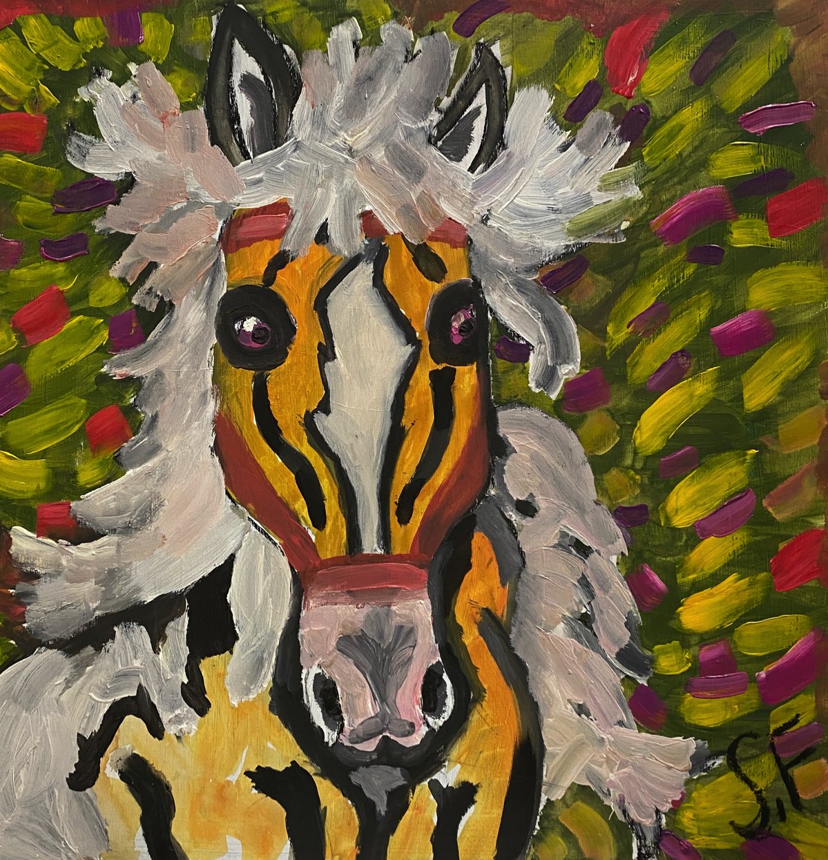 "Goldie" by Steven Fisher, Acrylic on Plywood, 24 x 24, $150