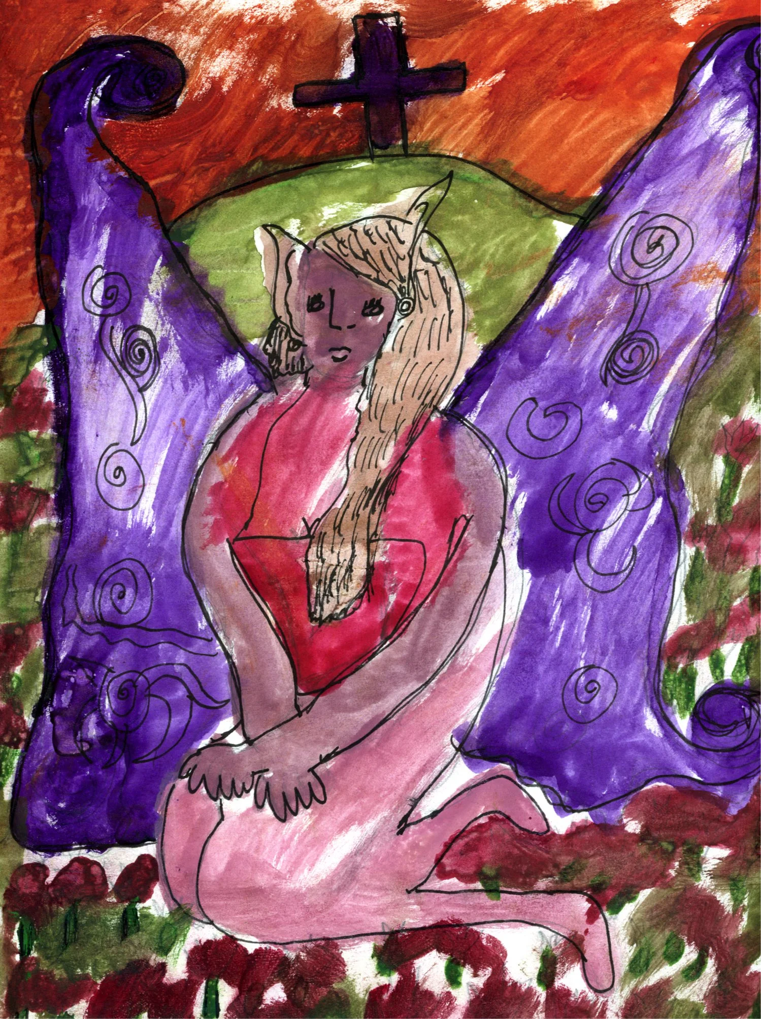 "Fairy" by Justin Maynard, Watercolor on Paper, Artwork size 9 x 12, Framed 10 x 13 ($75)