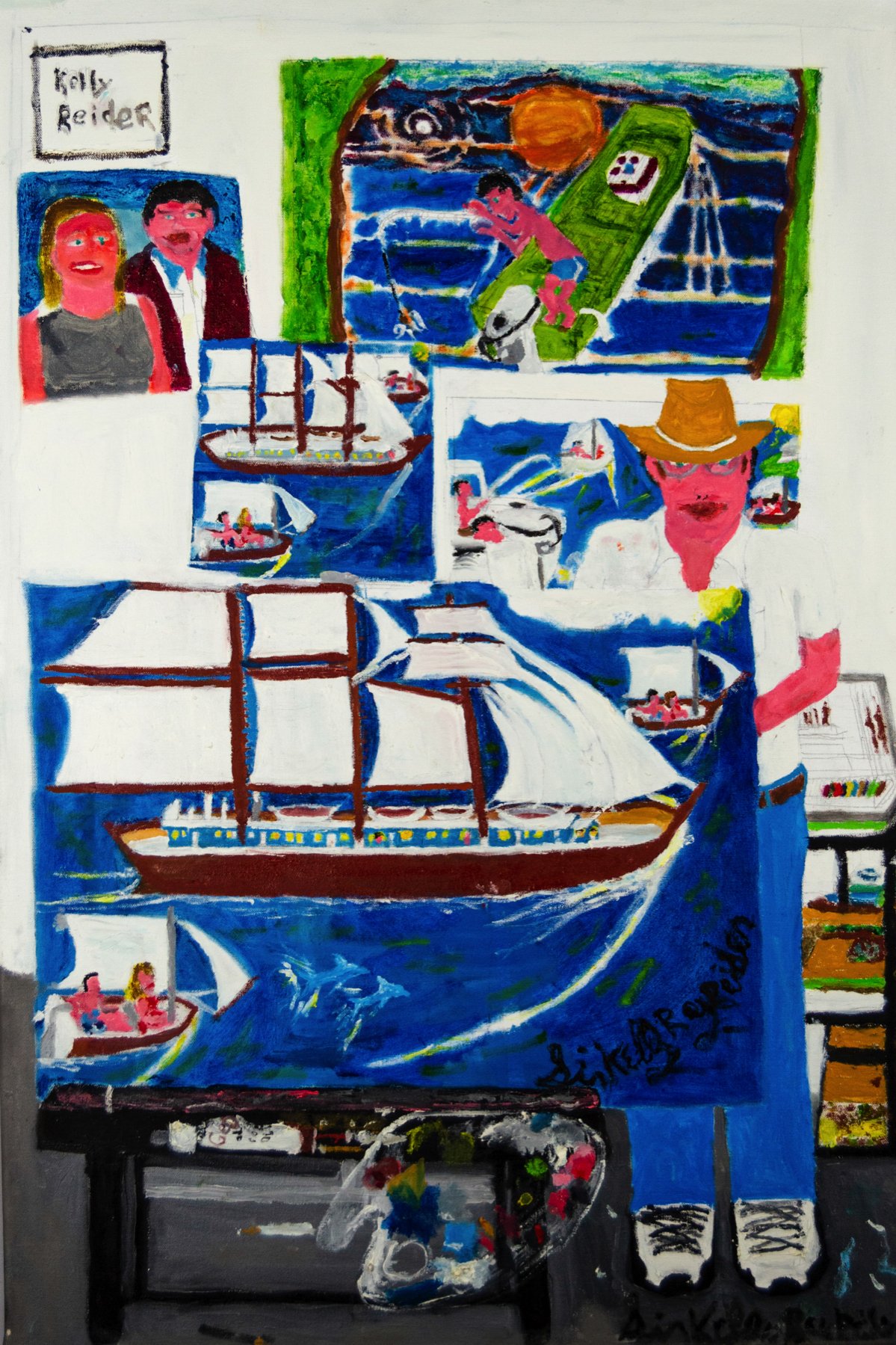 "Self-Portrait of the Artist in Studio" by Kelly Reider, Oil on Canvas, 24 x 36, NFS