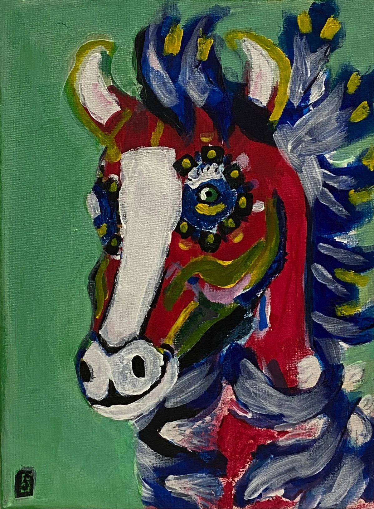 "Rainbow" by Steven Fisher, Acrylic on Canvas, 9 x 12, $100