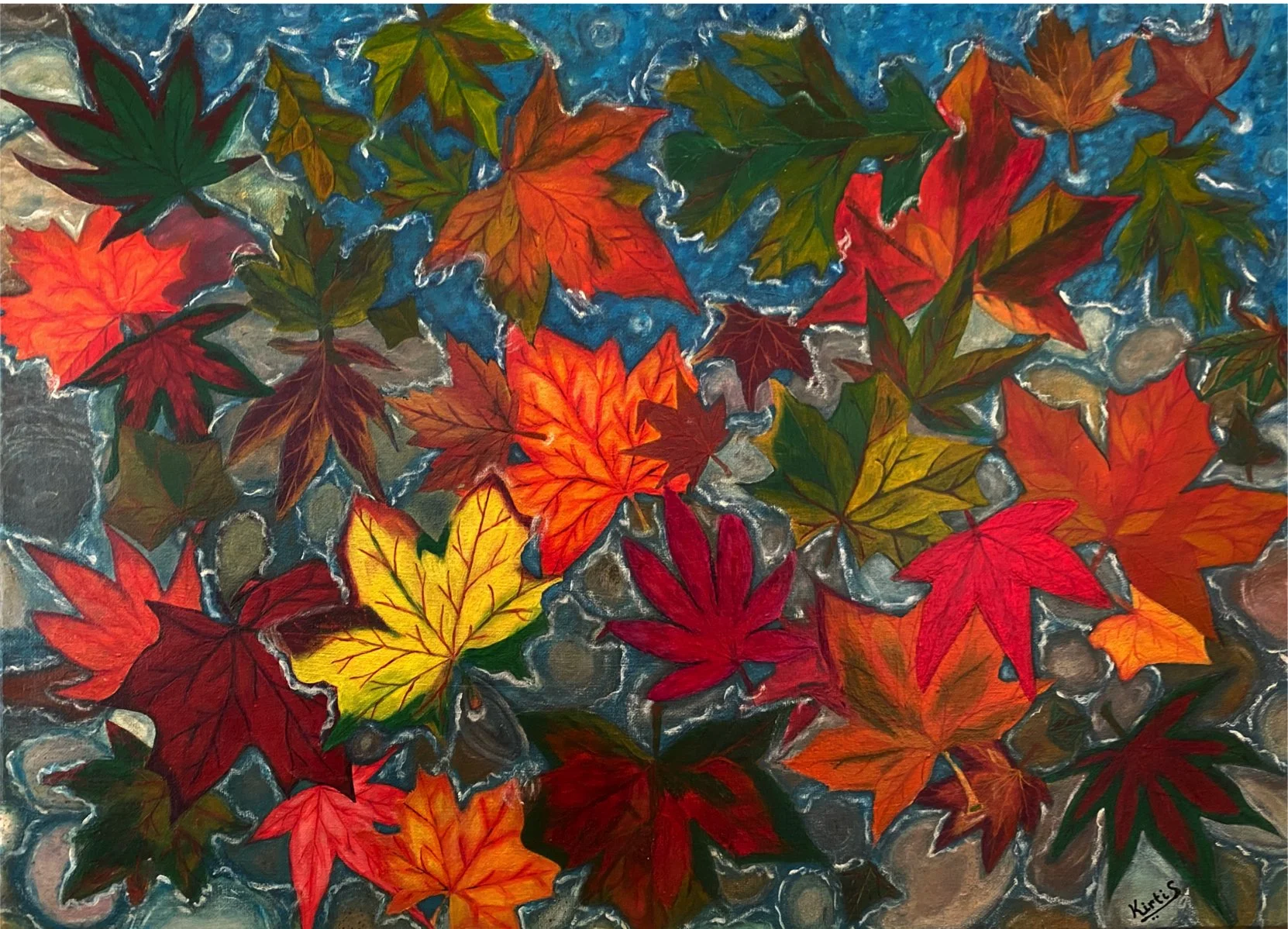 "Fall Leaves" by Kirti Sinha, Acrylic on Canvas, 18 x 24, $200
