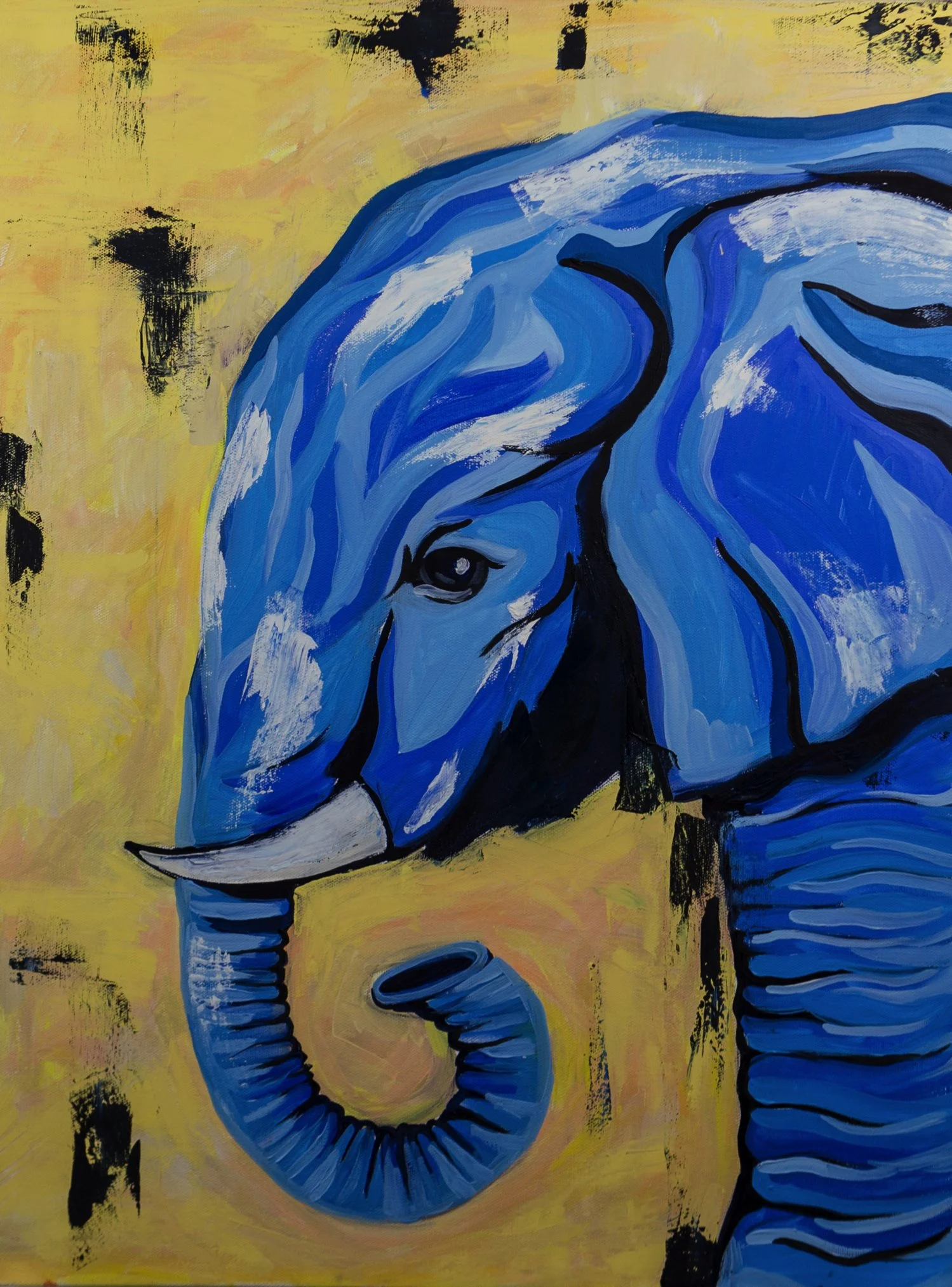 "Elephant" by Nuriia Ahkmetshina, Acrylic on Canvas, 18 x 24 ($700)