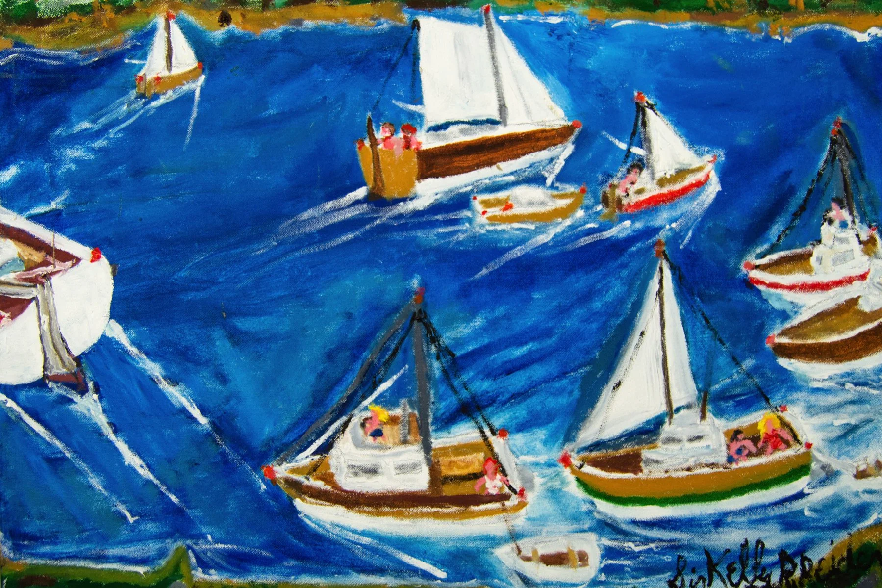 "Regatta" by Kelly Reider, Oil on Canvas, 16 x 24, $175