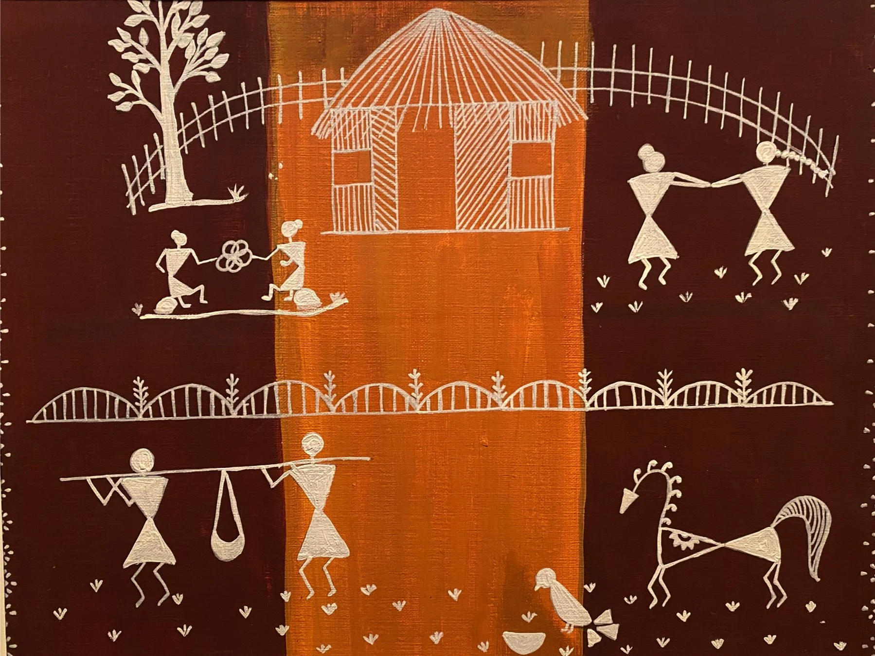 "Warli Village" by Kirti Sinha, Acrylic on Paper, 11 x 14, $100 (Unframed)