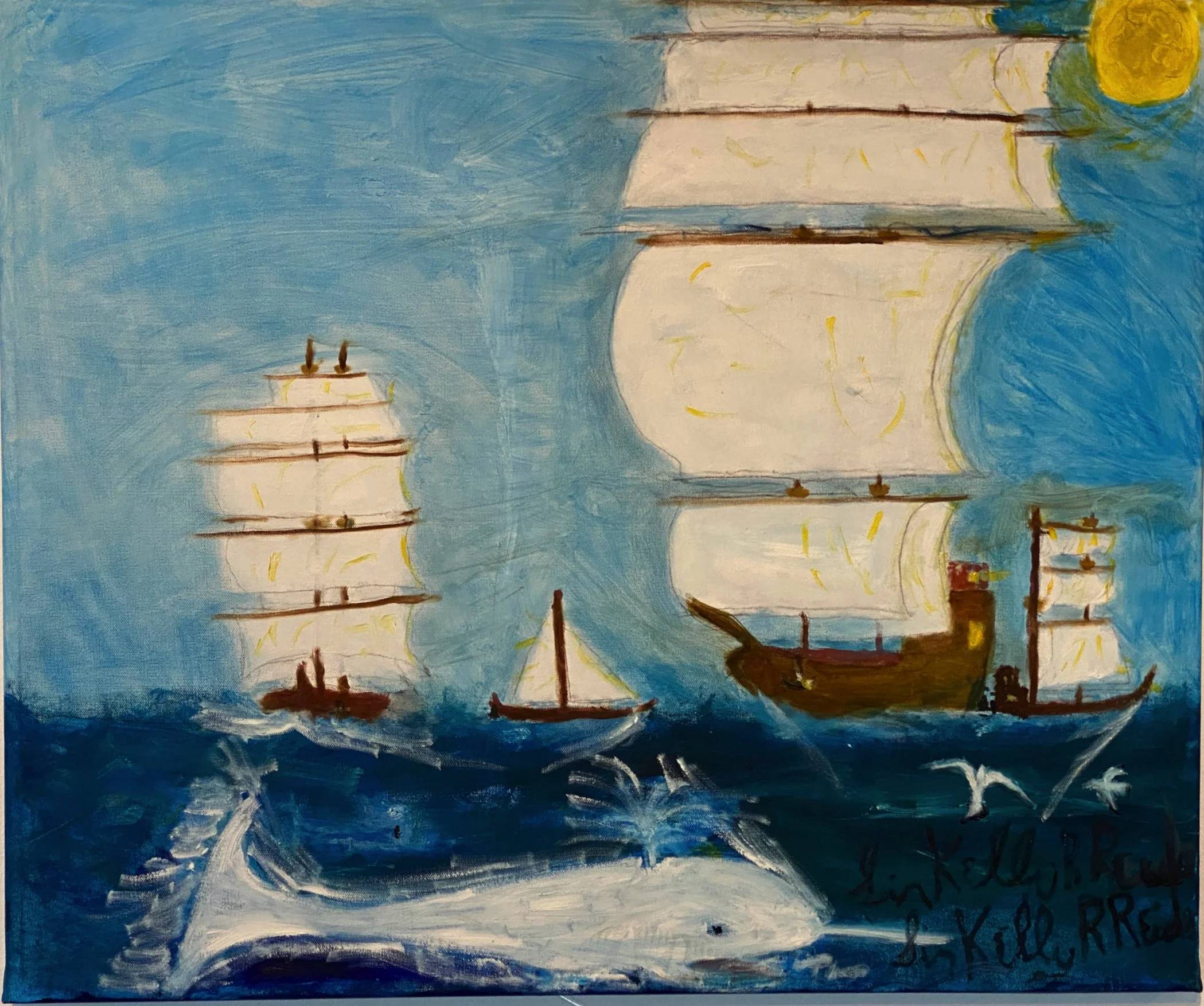 "The Narwhal" by Kelly Reider, Acrylic on Canvas, 26 x 31 ($200)