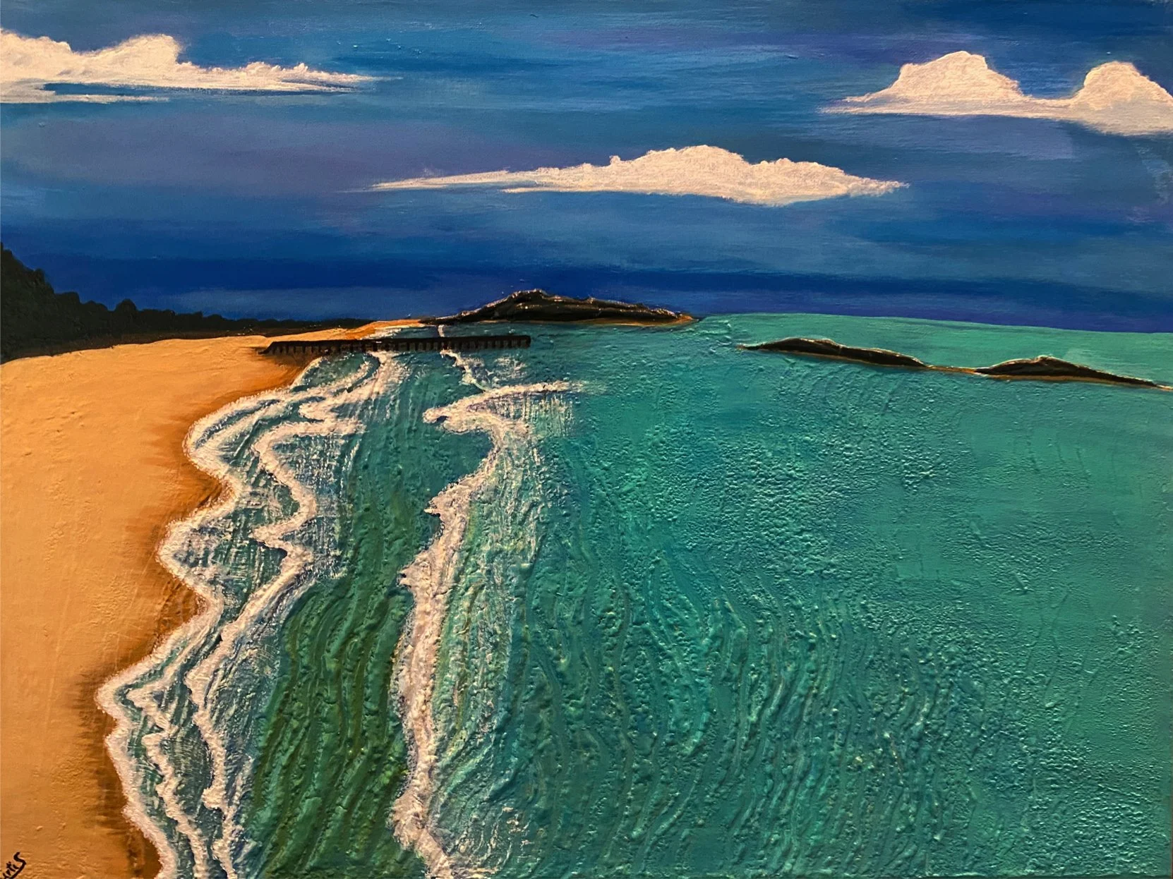 "Beach" by Kirti Sinha, Acrylic on Canvas, 18 x 24, $200