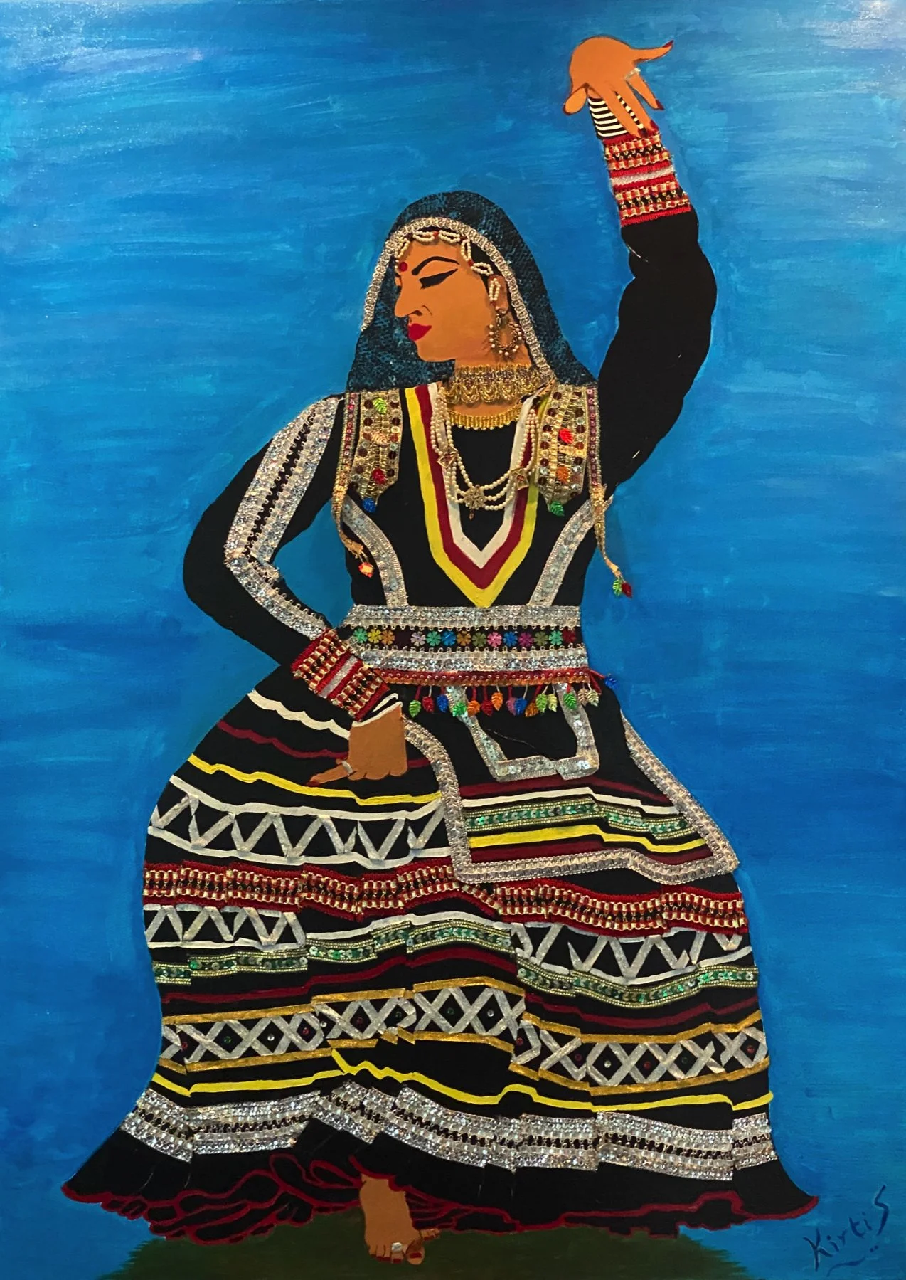 "Kalbelia Dancer" by Kirti Sinha, Acrylic on Canvas, 30 x 40, Original Not For Sale, Custom Order $475