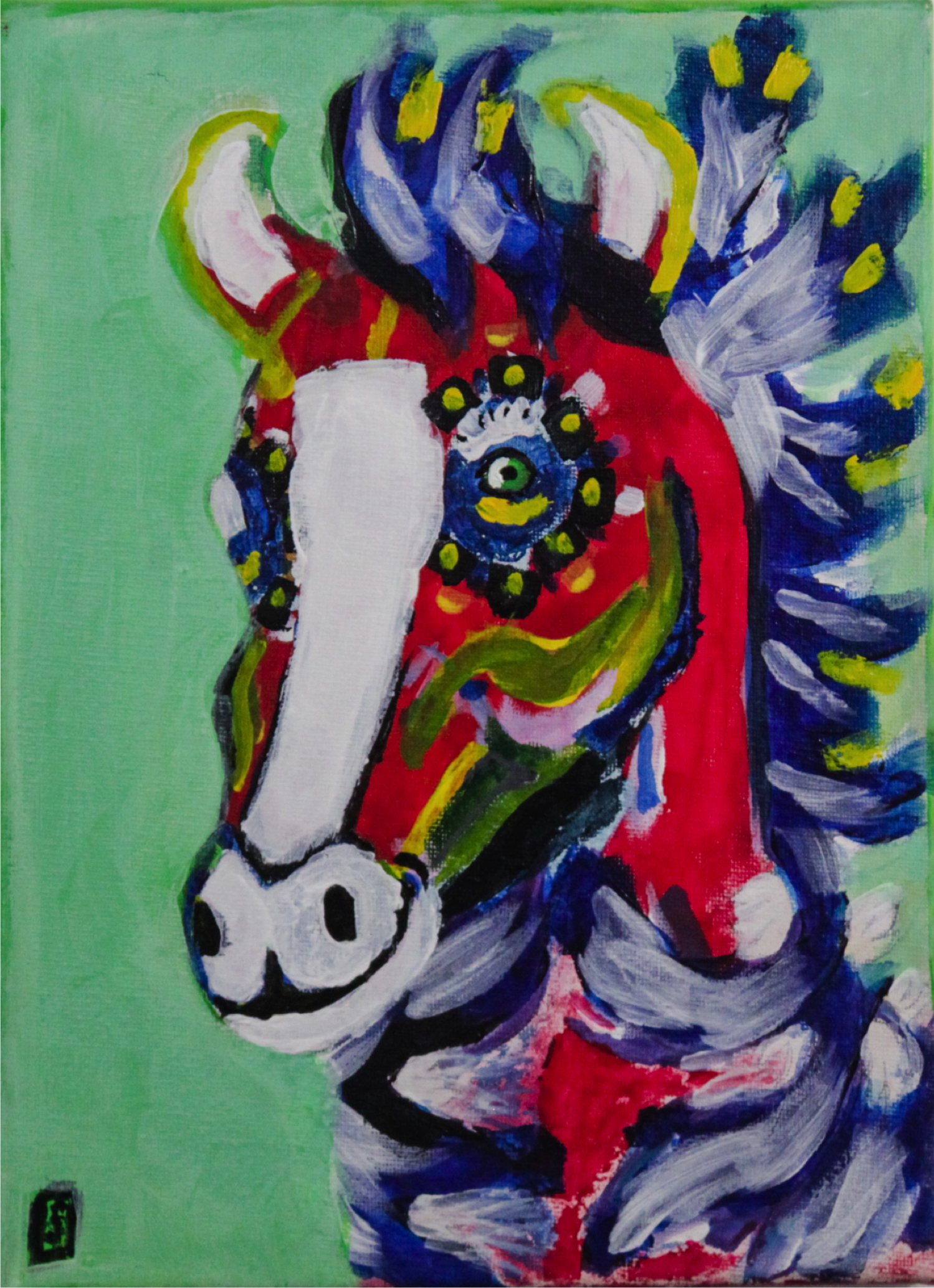 "Rainbow" by Steven Fisher, Acrylic on Paper, 9 x 12 ($100)