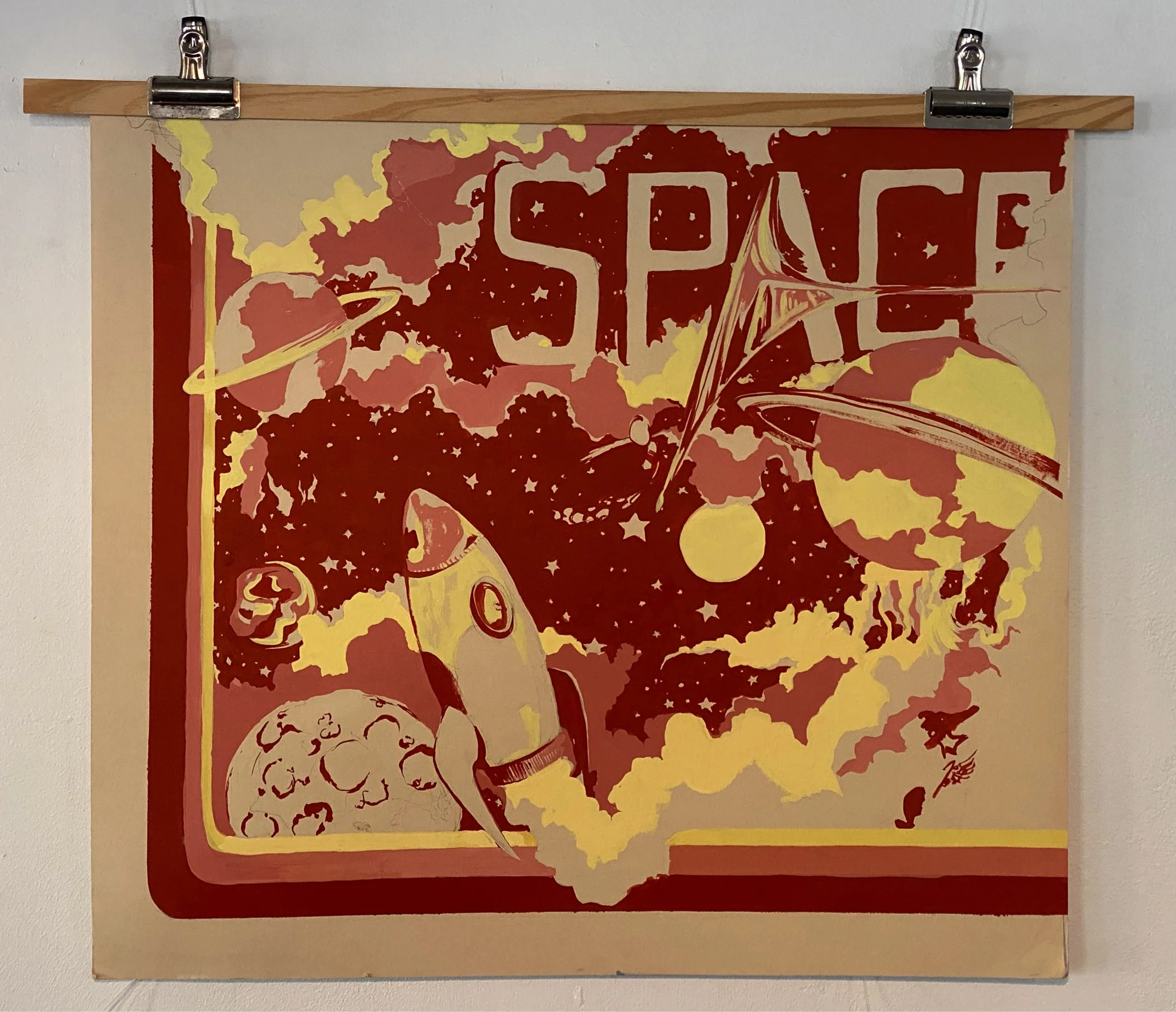 "Space" by Jonathan Baker, Gouache on Illustration Board, 32 x 28
