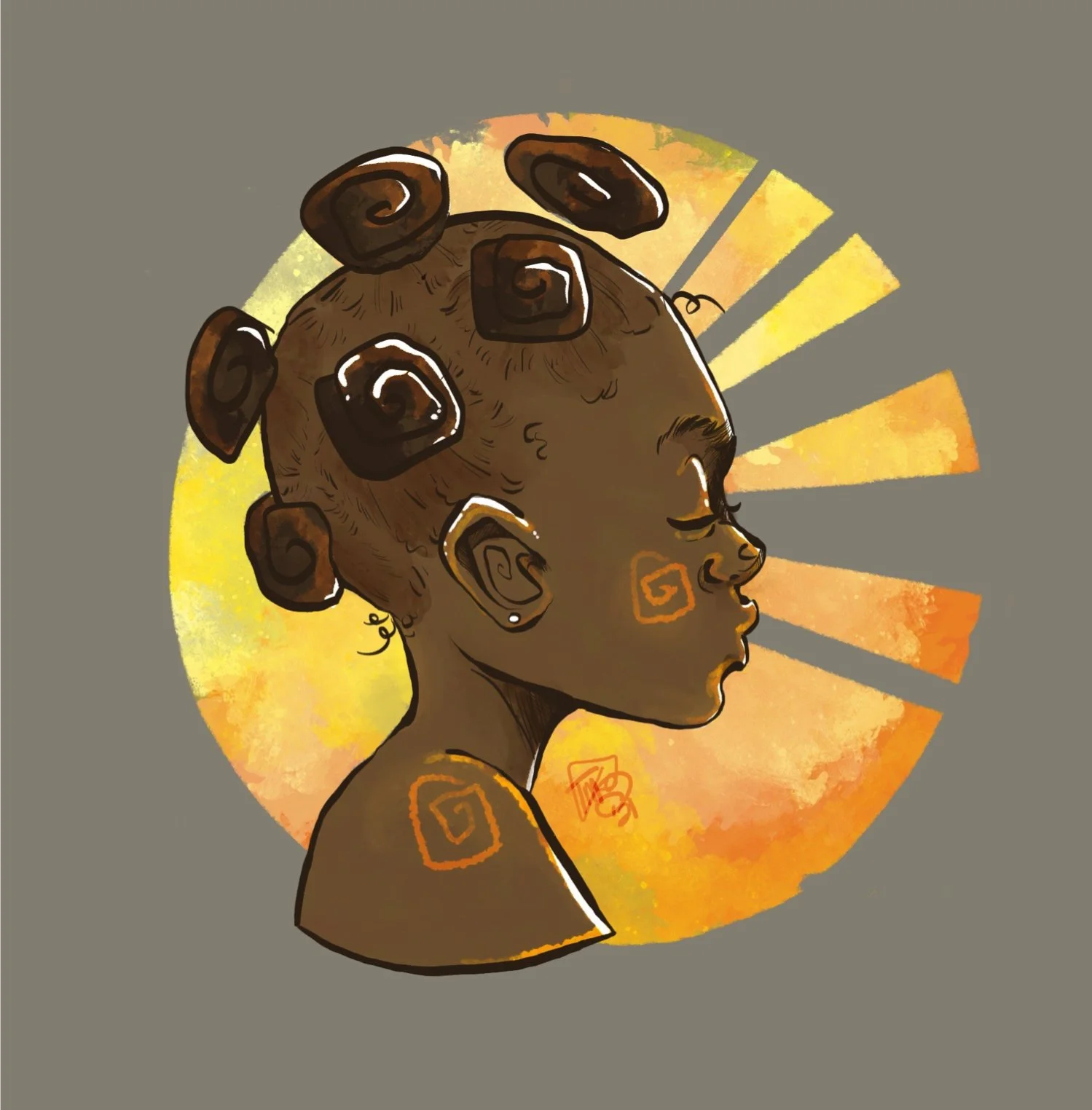 "Rose Gold" by Tia Kinnebrew, Digital Illustration on Canvas, 12 x 12 ($75)