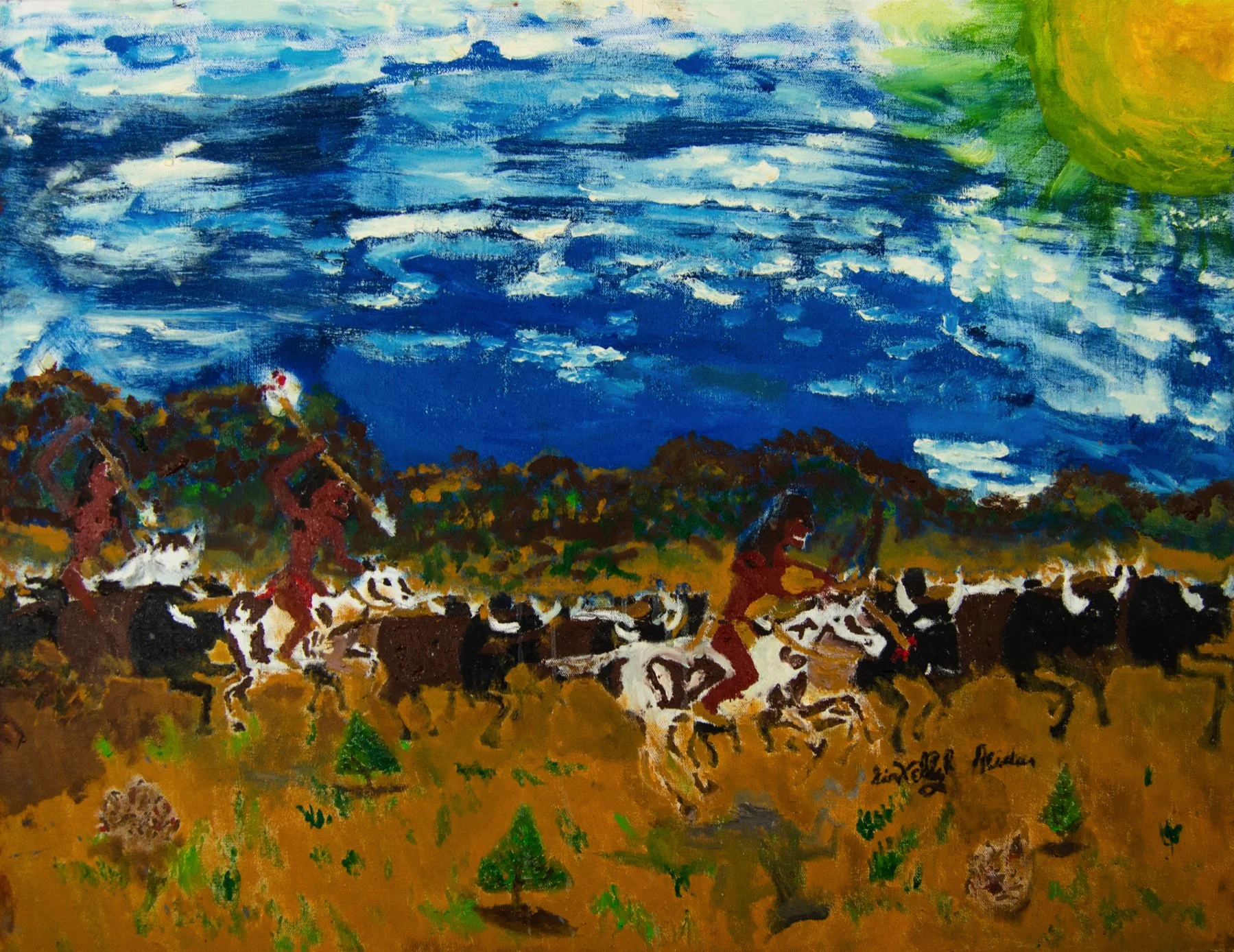 "Buffalo Hunt #1" by Kelly Reider, Oil on Canvas, 24 x 36, $200