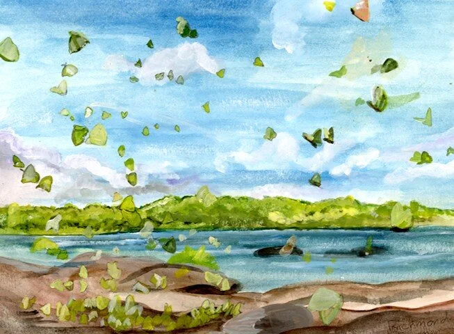 "Butterflies in Spring" by Richmond Freeman, Watercolor on Paper, 9" x 12" ($65)