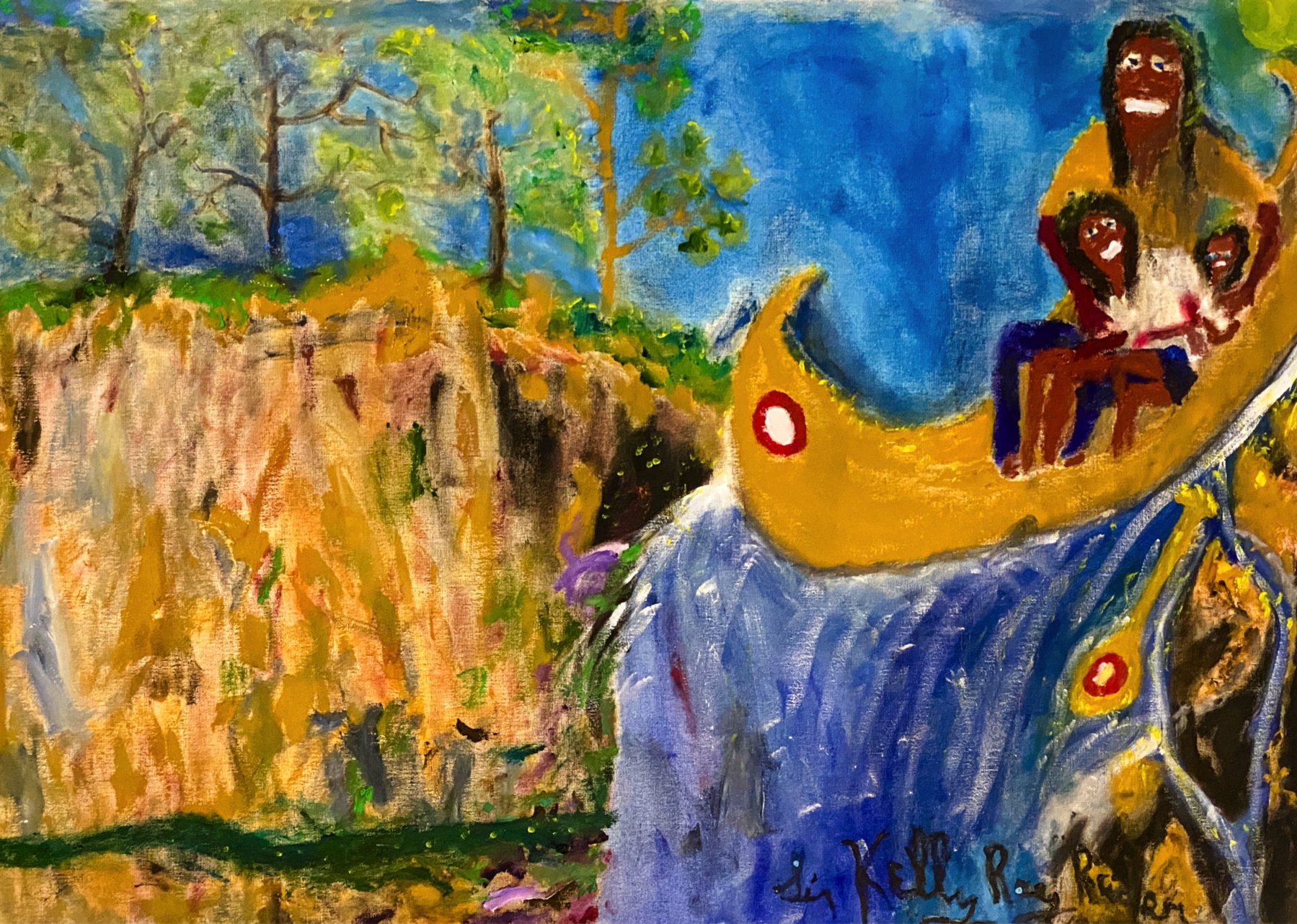 "Going Over the Falls" by Kelly Reider, Oil on Canvas, 21 x 30, $200 [unframed]