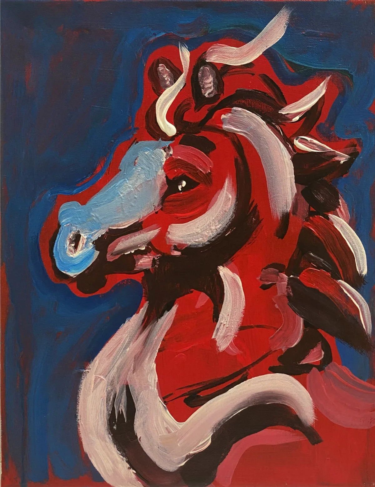 "Red Horse" by Steven Fisher, Acrylic on Canvas, 11 x 14, $125