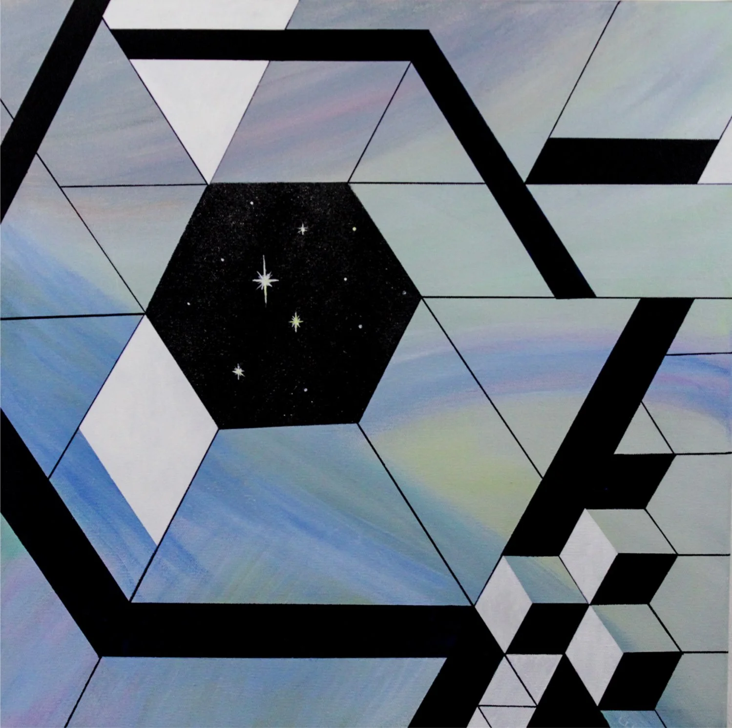 "Time and Space" by Christina Green-Martinez, Acrylic on Canvas, 20 x 20 ($175)