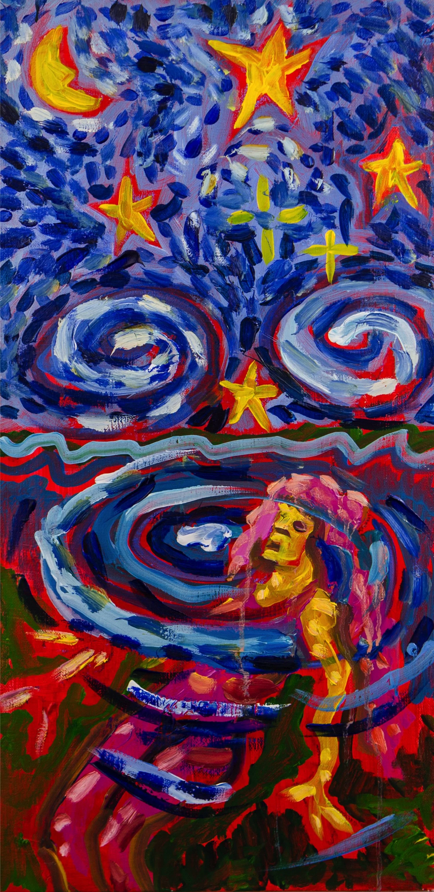 "Embryo" by Nancy West, Oil on Canvas, 12 x 24 ($80)