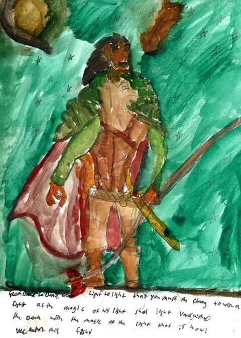 "Wizard of Light" by Justin Maynard, Watercolor on Paper, 9" x 12" ($65)