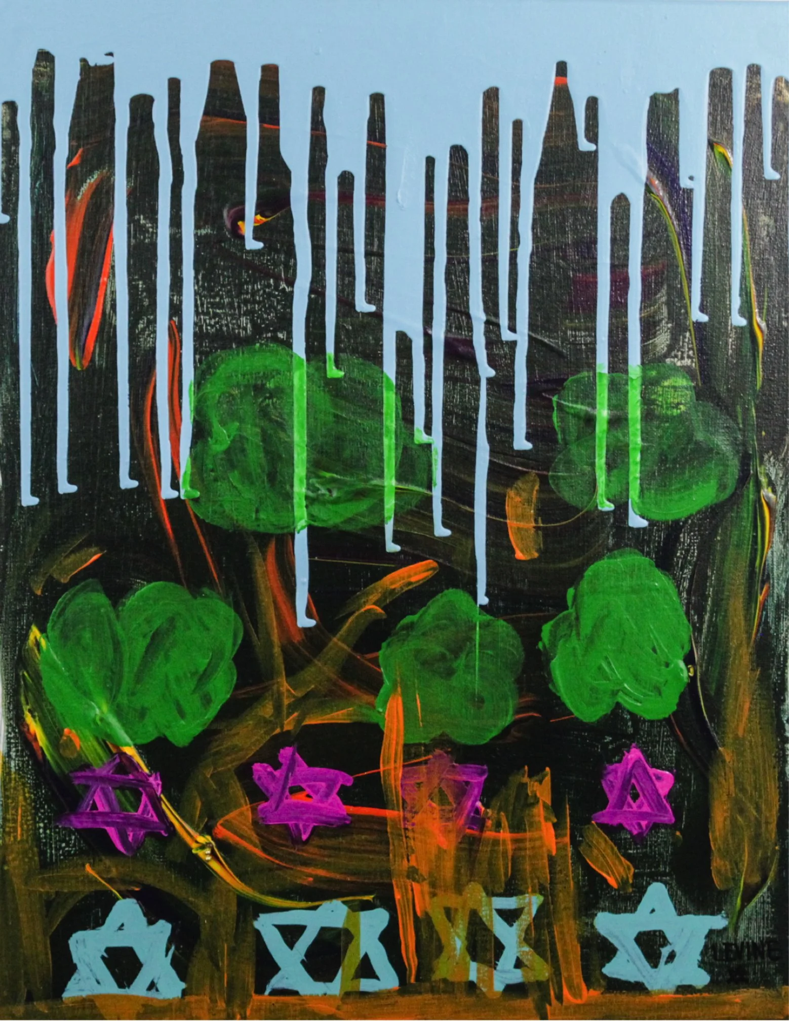 "The Stars of David" by Jared Levine, Acrylic and Latex Paint on Canvas, 16 x 20 (NFS)
