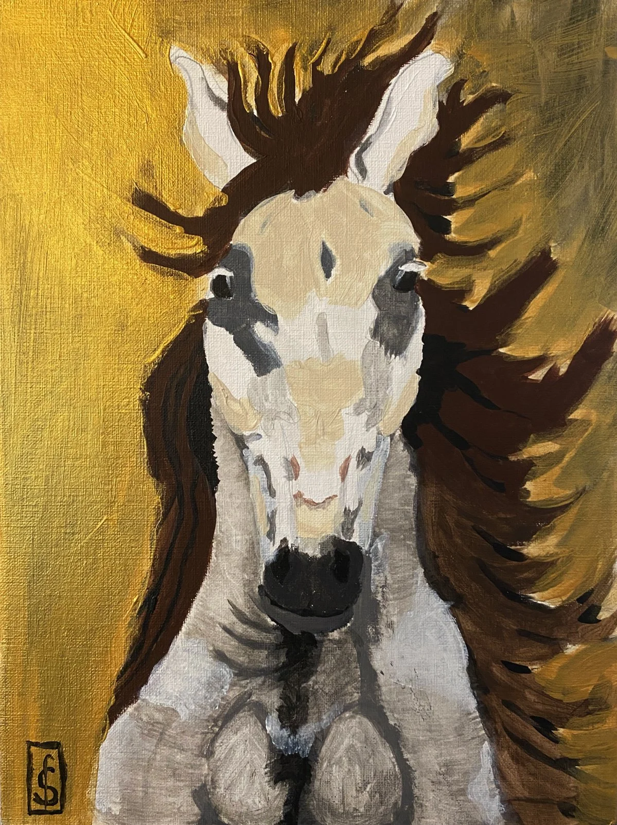 "Golden Horse" by Steven Fisher, Acrylic on Canvas, 9 x 12, $90