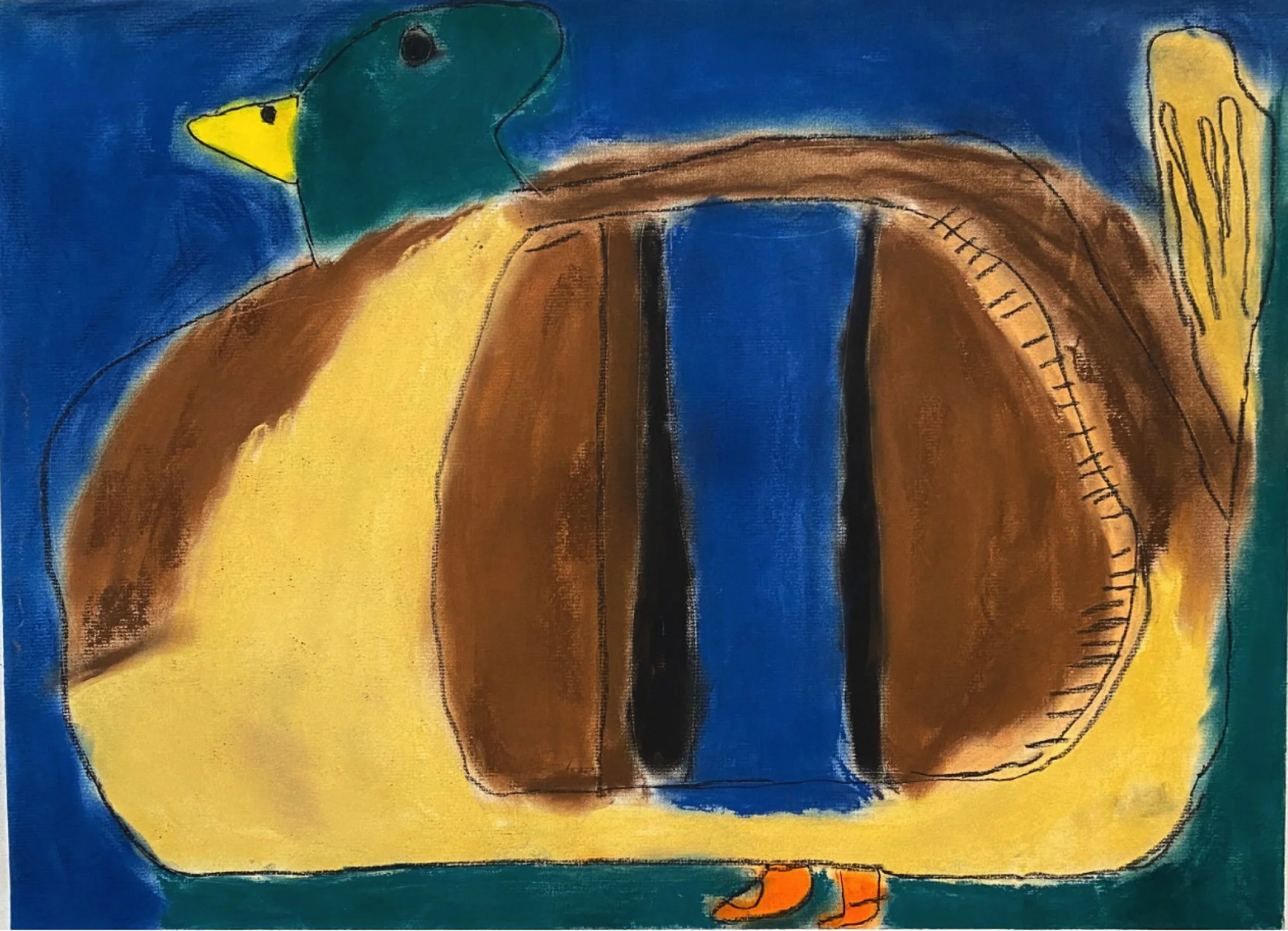 "The Duck" by Yoab Cabrera, Pastel on Paper, Artwork size 18 x 24, Framed 19 x 25 ($150)