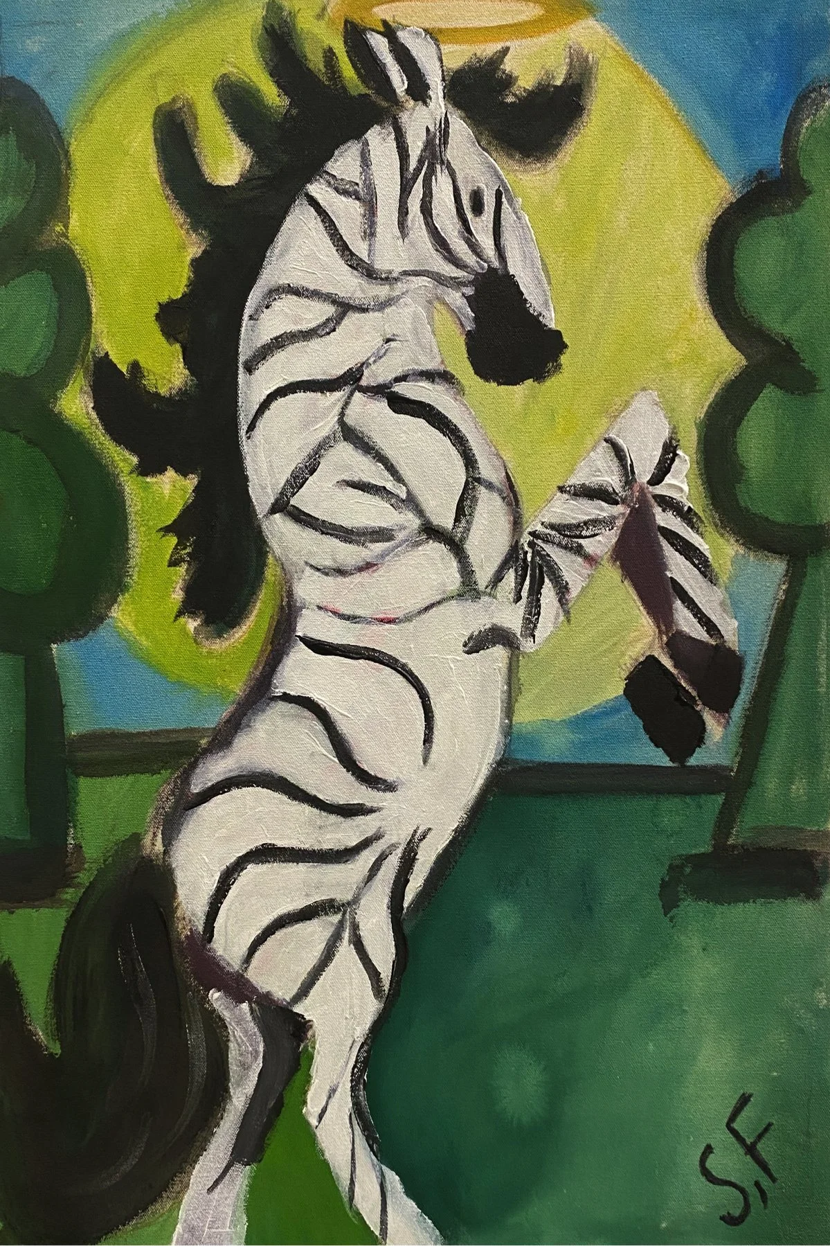 "Zebra" by Steven Fisher, Acrylic on Canvas, 18 x 24, $175