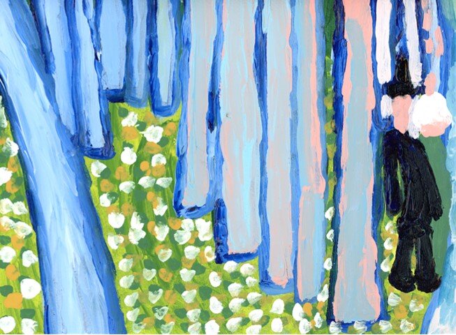 "Trees" by Gabby Duran, Acrylic on Paper, 9" x 12"  ($65)