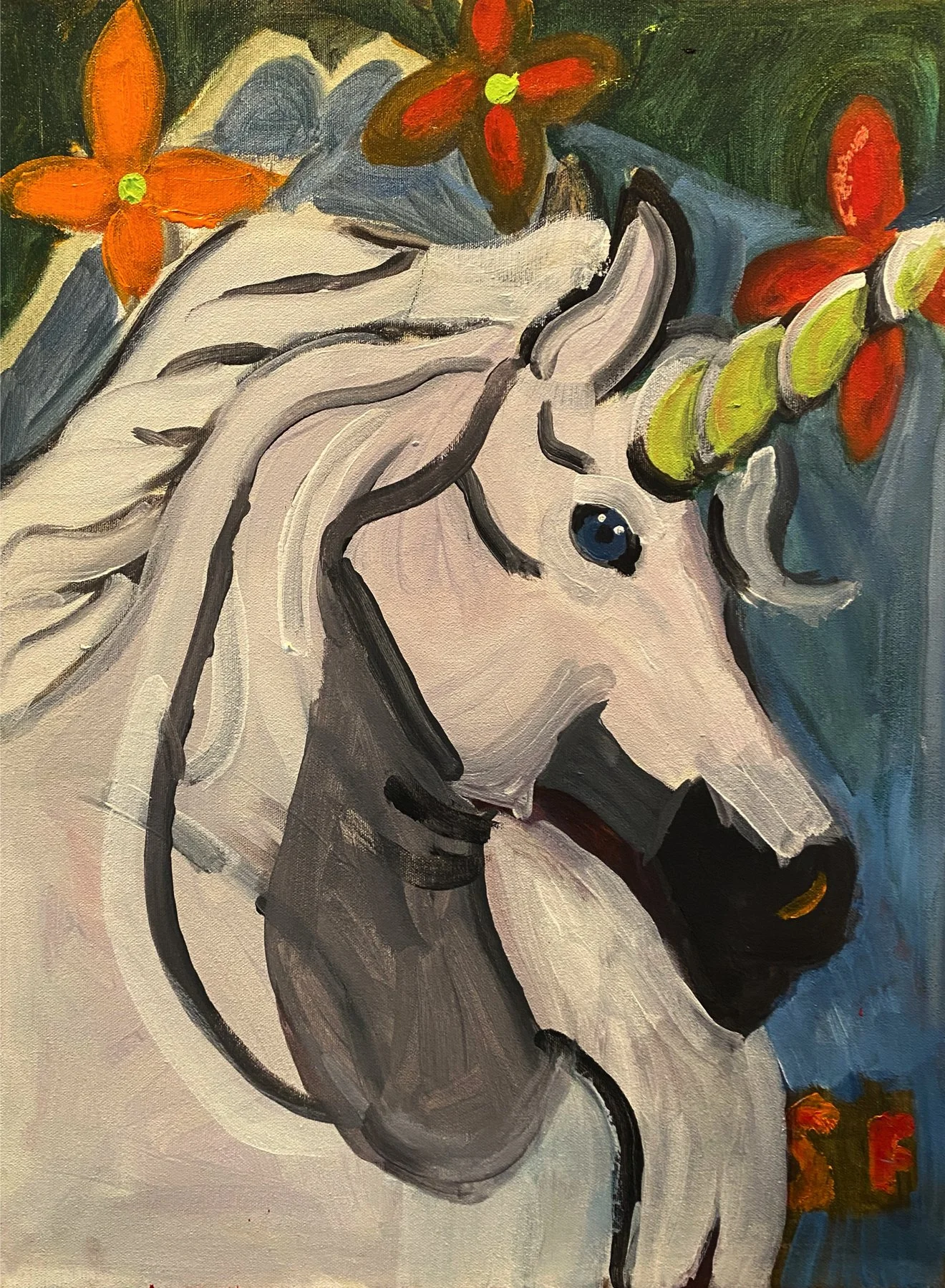 "Unicorn" by Steven Fisher, Acrylic on Canvas, 18 x 24, $150