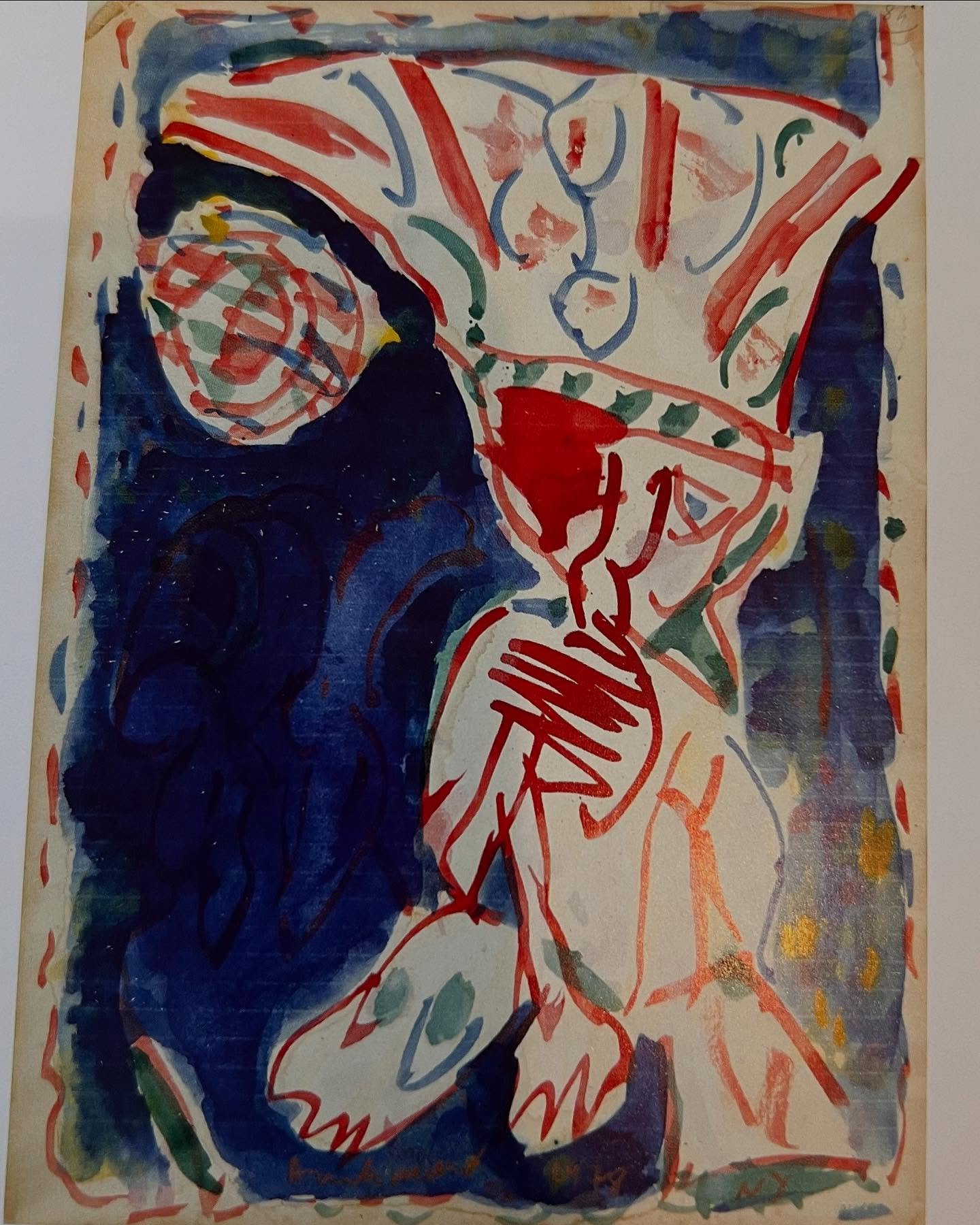 Pierre Alechinsky - Le roi lunatique 1978 and Solaris noir 1976 #Fondazione Biscozzi Rimbaud #art #fondazionebiscozzirimbaud #pierrealechinsky #italy #ink #mixedmedia