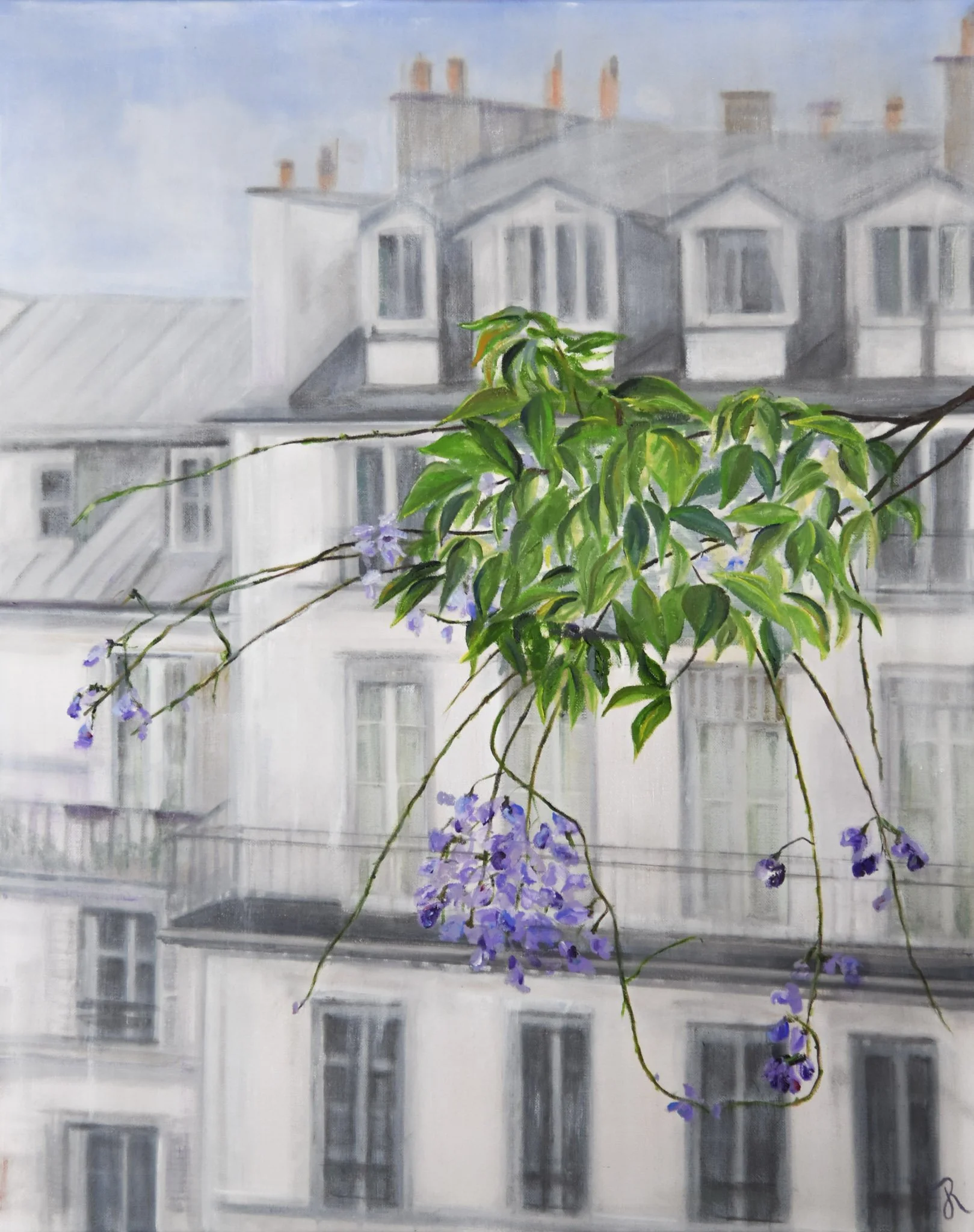 Glycine sur le balcon Oil on linen 24" x 30"
