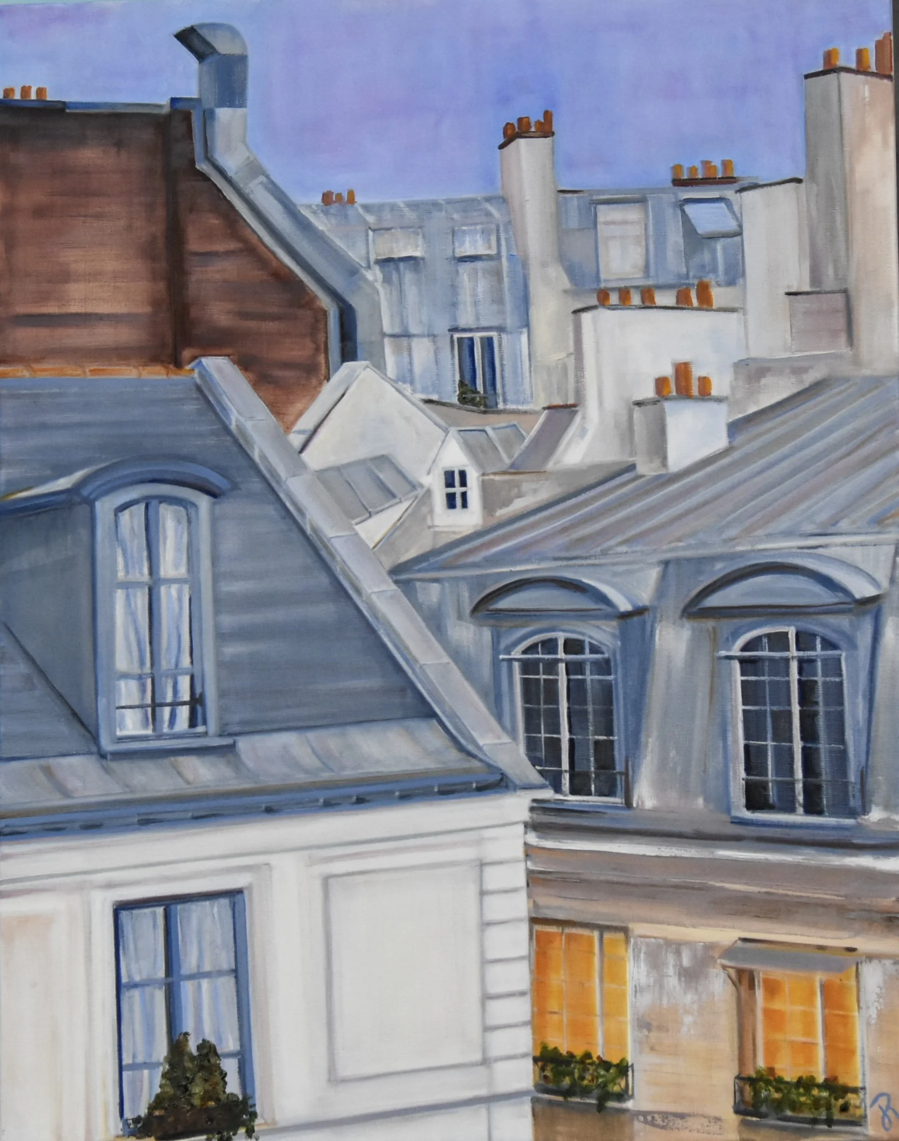Paris at dusk Oil on linen 16" x 20"