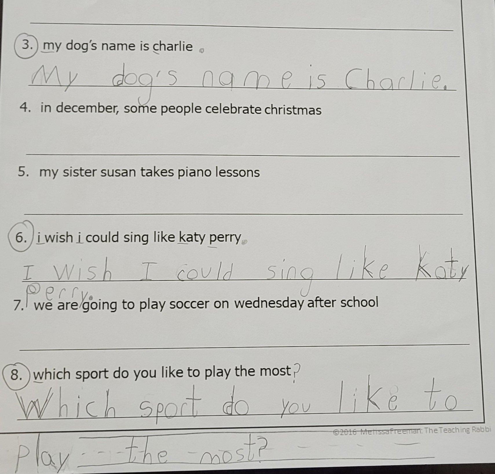 2nd Grader Practicing Capitalization and Punctuation (2026)