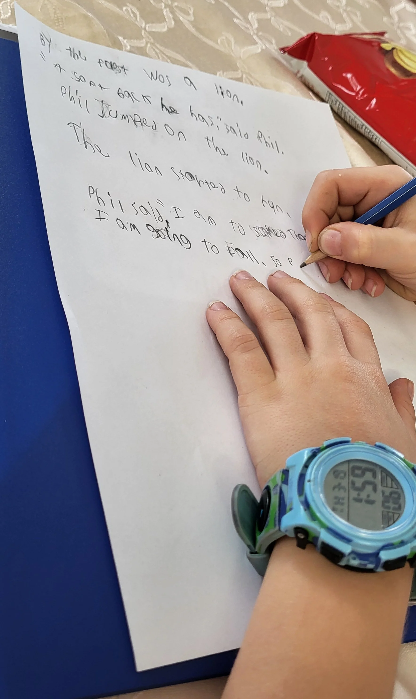 4th Grader Writing a New Page for the Book "Phil the Flea" (2026)