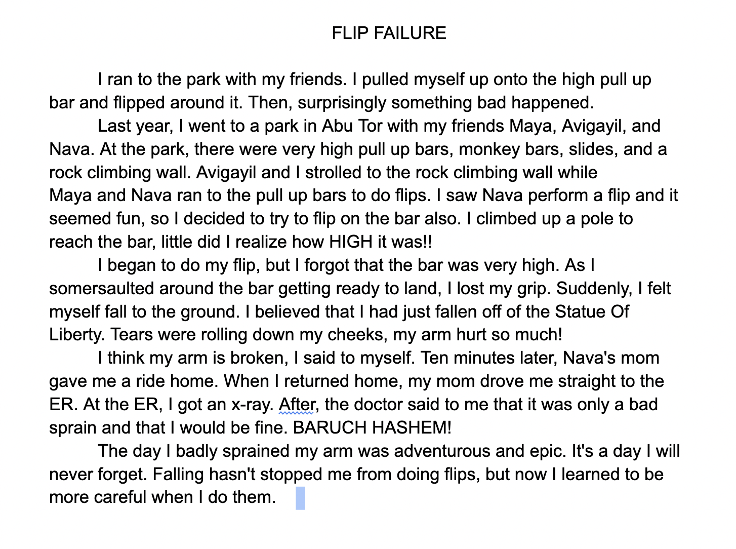 Personal Narrative-5th Grade Student (2025)