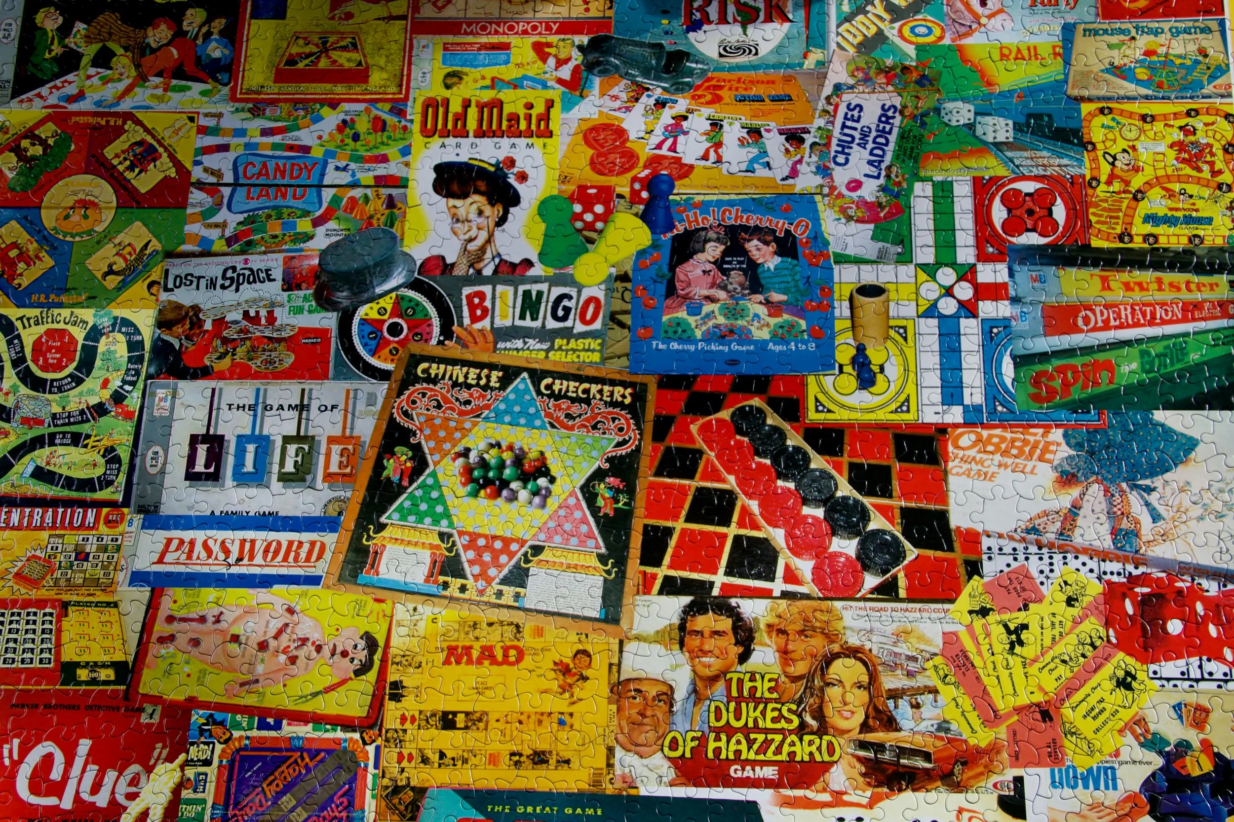 Collage of board games