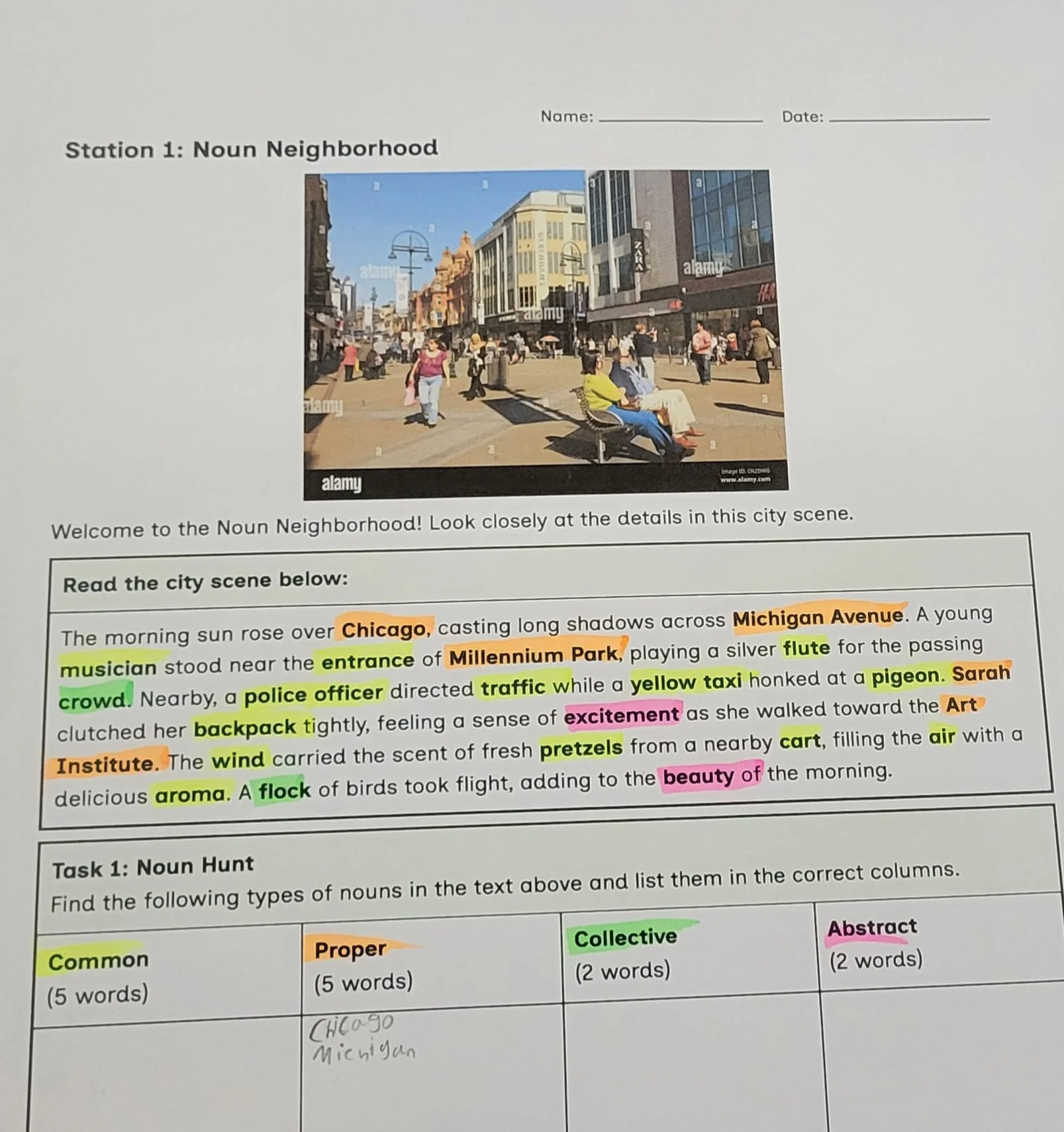 7th Grader finding Nouns and Categorizing Them (2026)