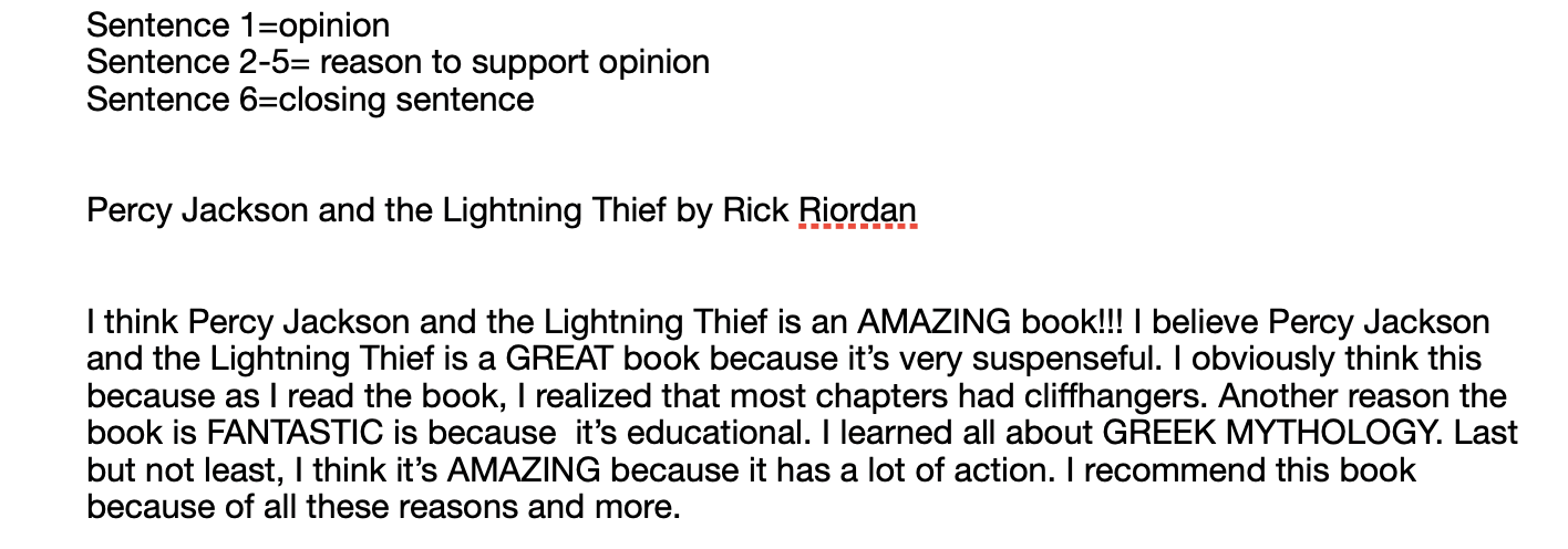 Book Opinion-5th Grade Student (2023)
