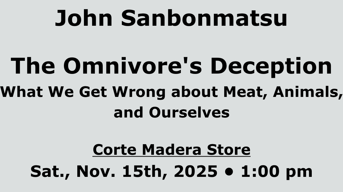 An author event of John Sanbonmatsu's new book The Omnivore's Deception