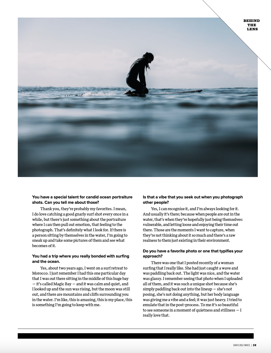 Photographer feature of Mei Li Restani for Santa Cruz Waves