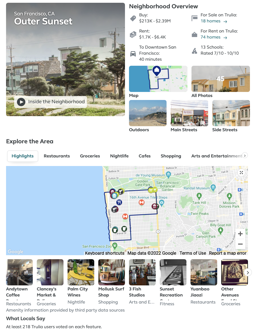 An example of one of the neighborhood pages within the San Francisco edit. 